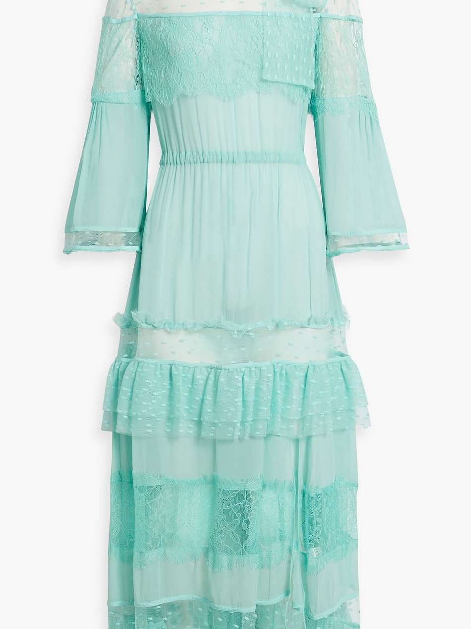 tiered chiffon, corded lace and point d'esprit gown