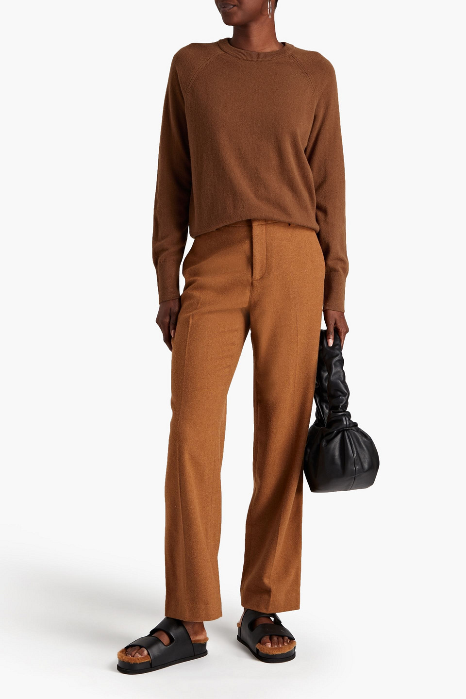 Vince Wool And Cashmere-blend Sweater In Brown