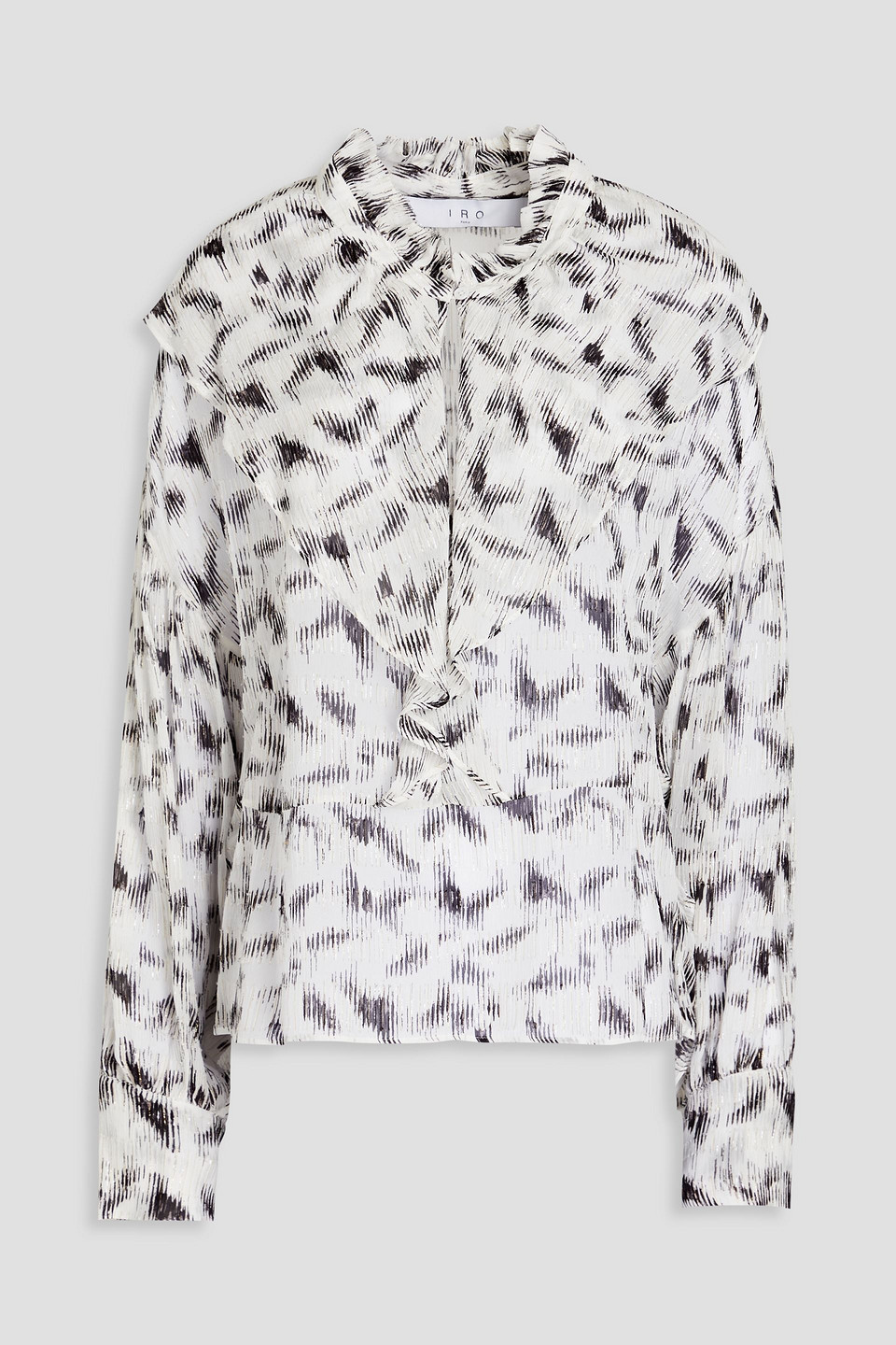 IRO - Ruffled metallic printed crepon blouse - White