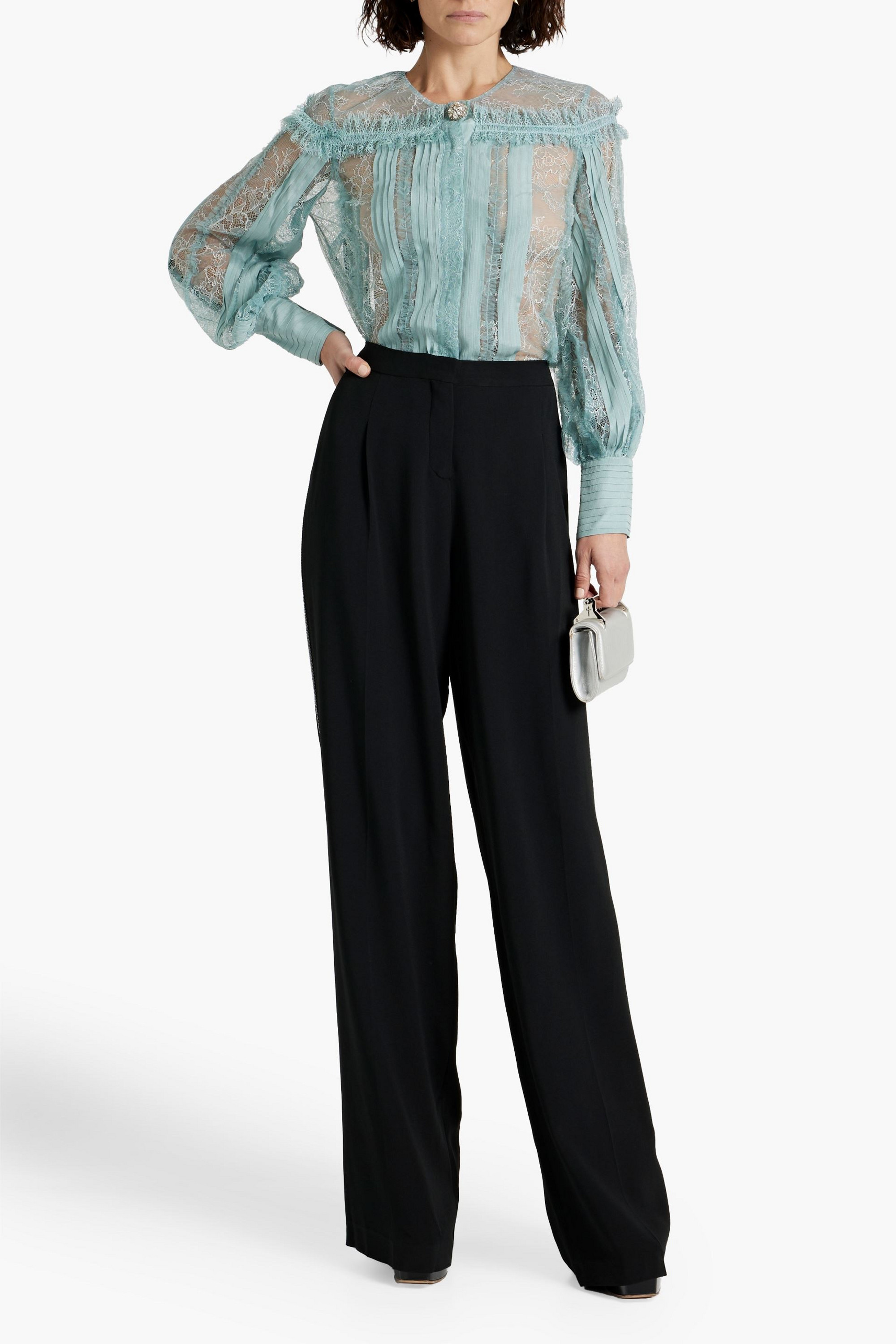 Zuhair Murad Sequin-embellished crepe wide-leg pants