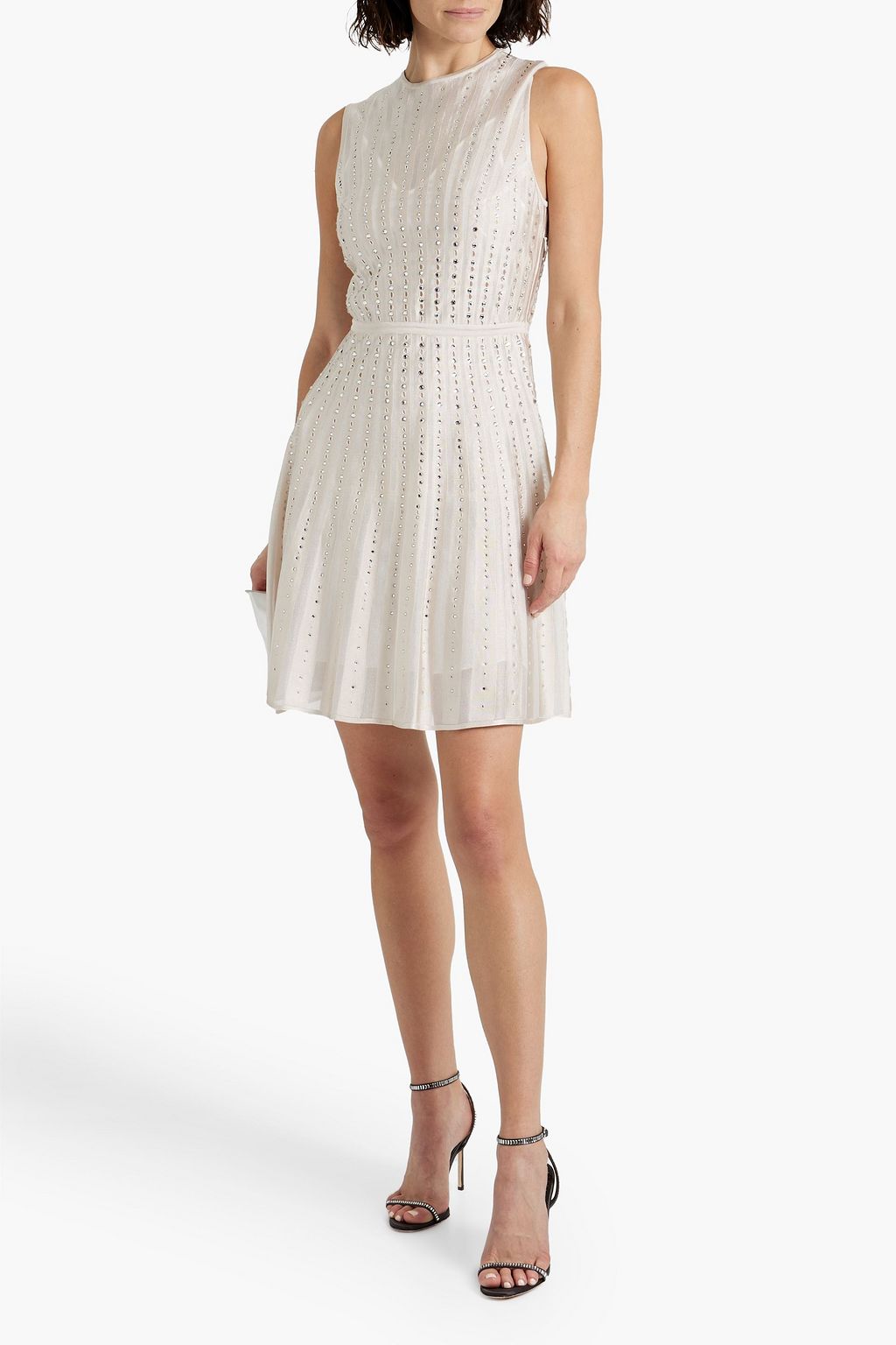 ZUHAIR MURAD Crystal-embellished pointelle-knit dress