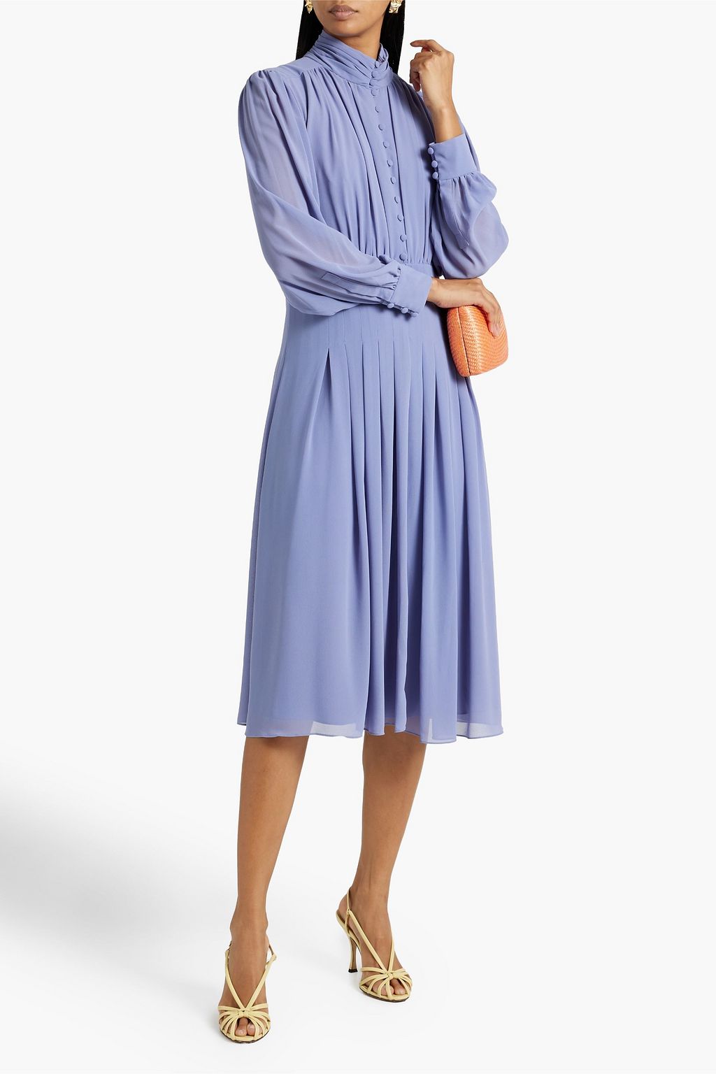 MIKAEL AGHAL Pleated chiffon midi dress