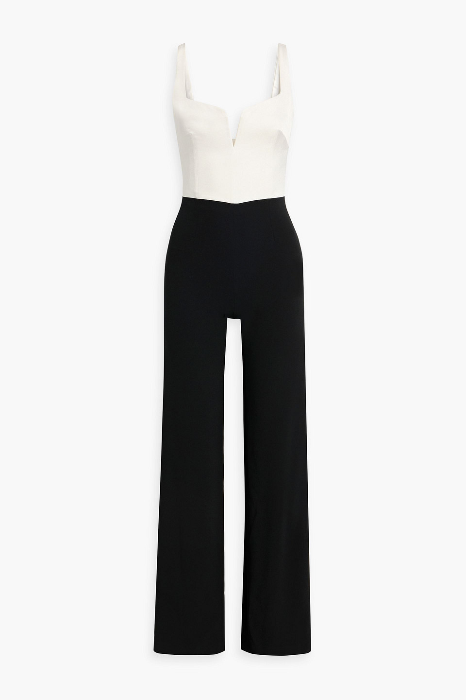 Galvan Two-tone Satin And Crepe Wide-leg Jumpsuit In Black ModeSens