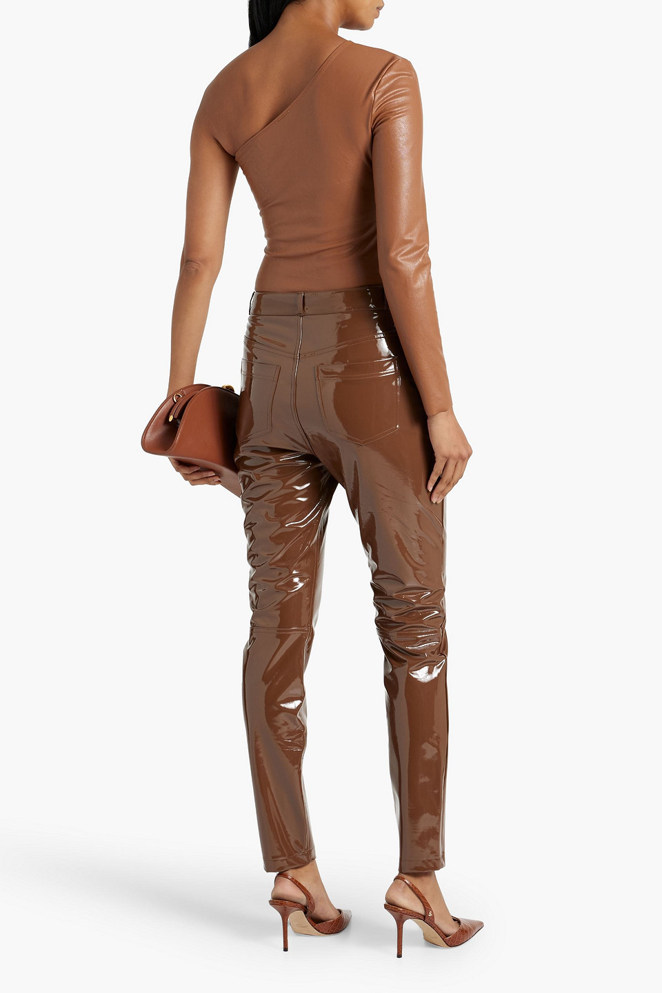 Shop Commando Vinyl Leggings In Brown