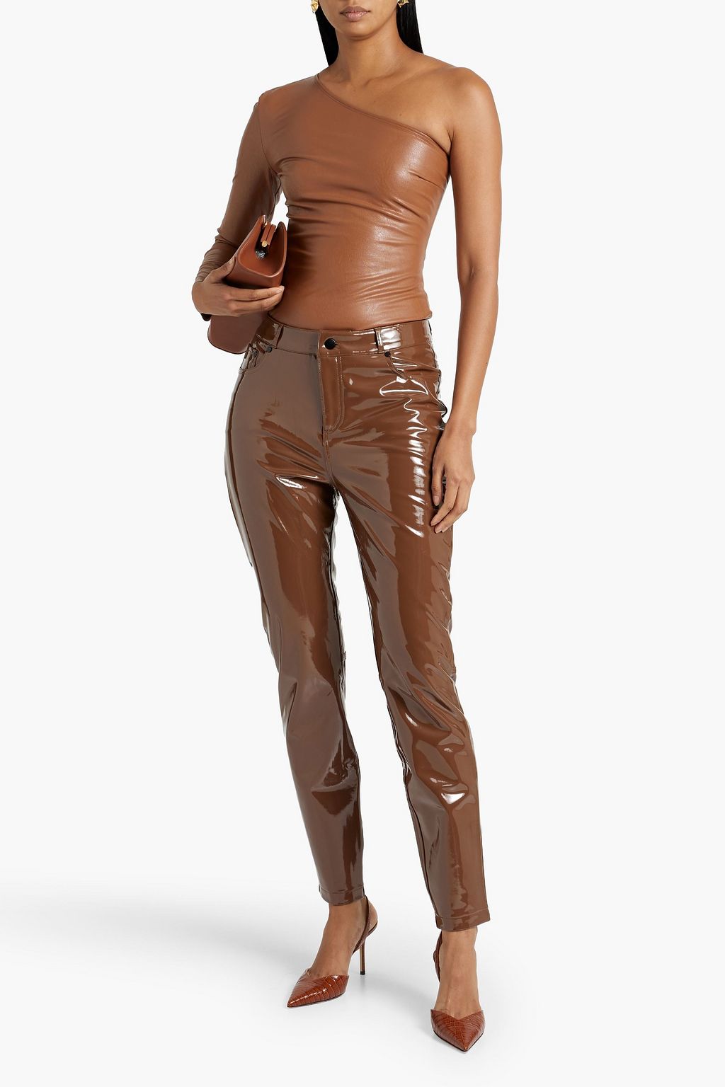 COMMANDO Body aus Kunstleder mit asymmetrischer Schulterpartie