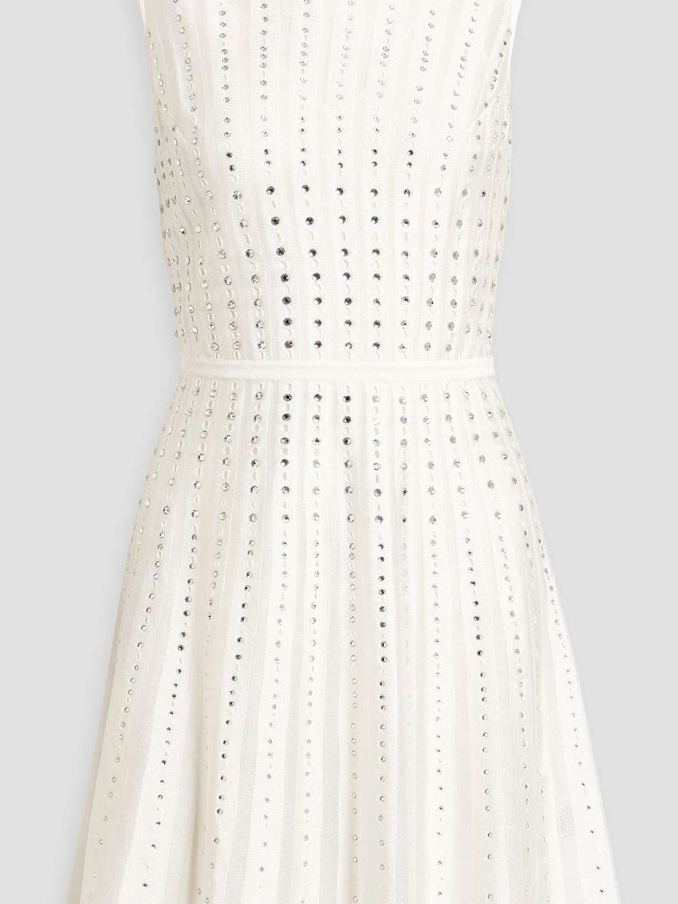 crystal-embellished pointelle-knit dress