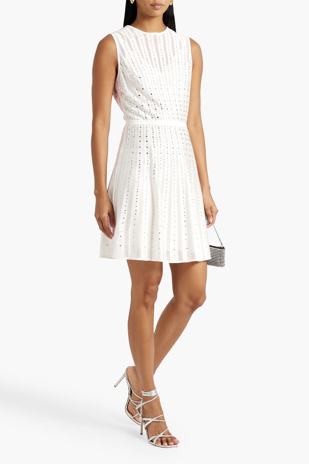 ZUHAIR MURAD Crystal-embellished pointelle-knit dress