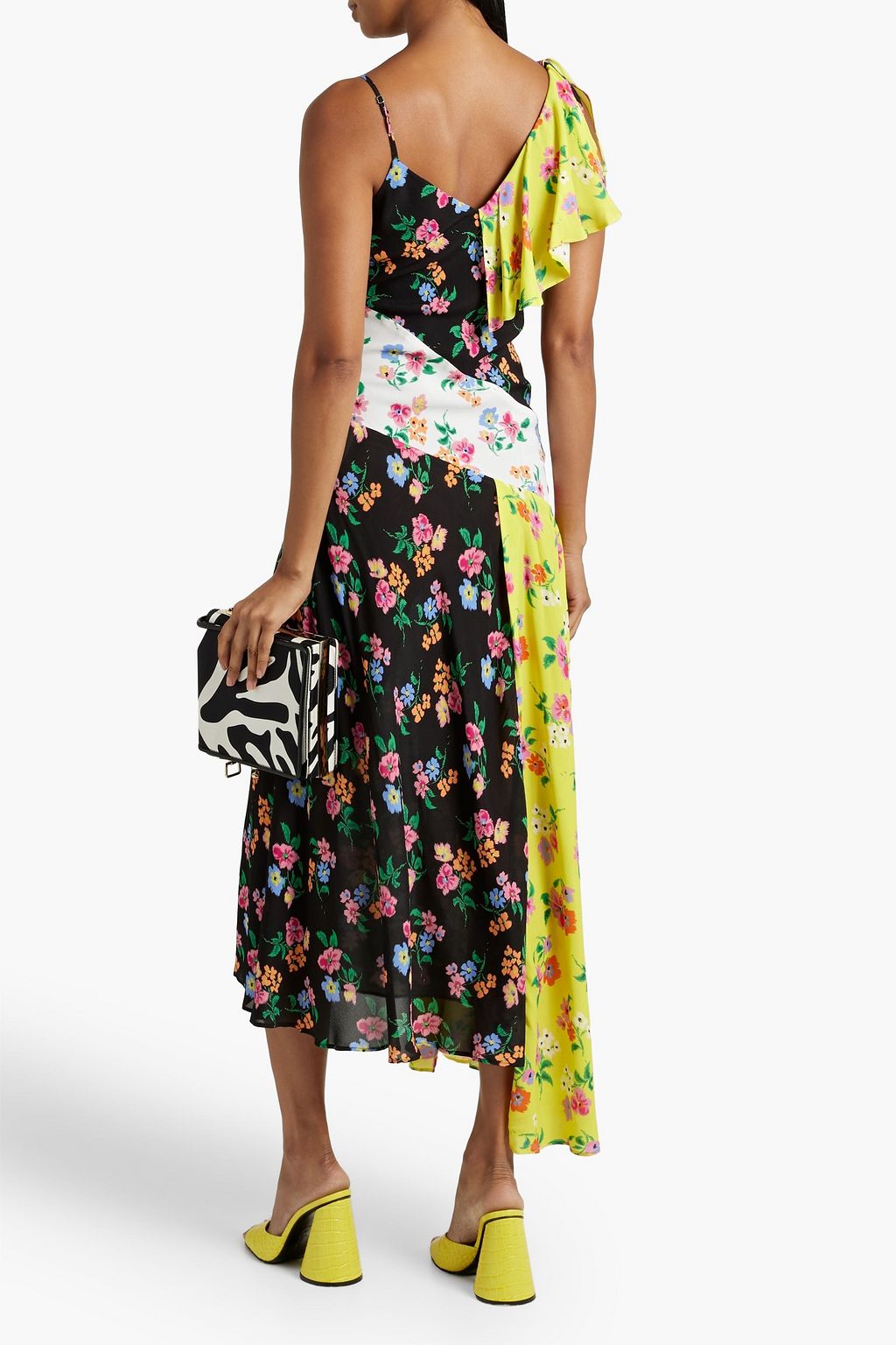 MSGM クレープ ワンピース オープンショルダー フローラルプリント