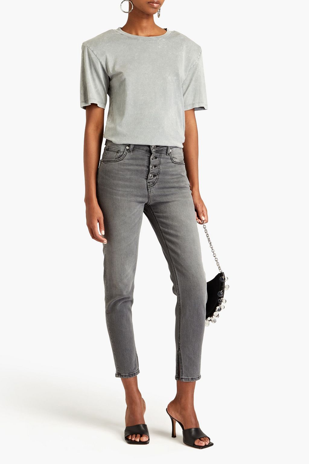IRO Aze cropped faded high-rise slim-leg jeans
