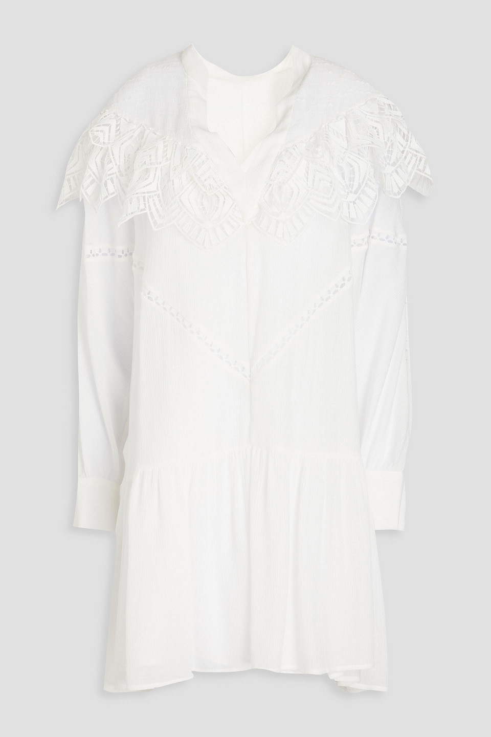 IRO - Guipure lace-trimmed crepon mini dress - White - FR 34