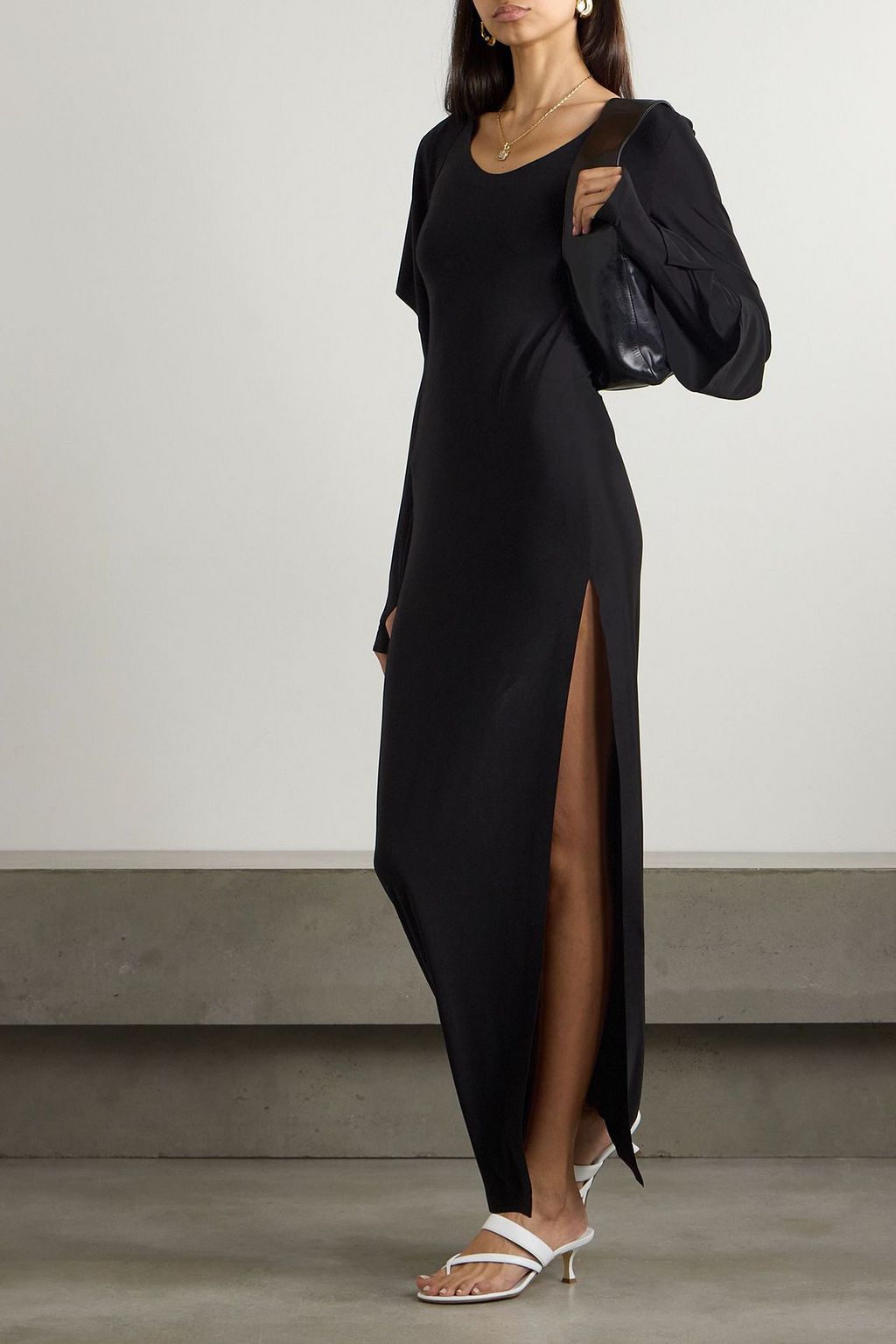 NORMA KAMALI Hooded cutout stretch-jersey maxi dress