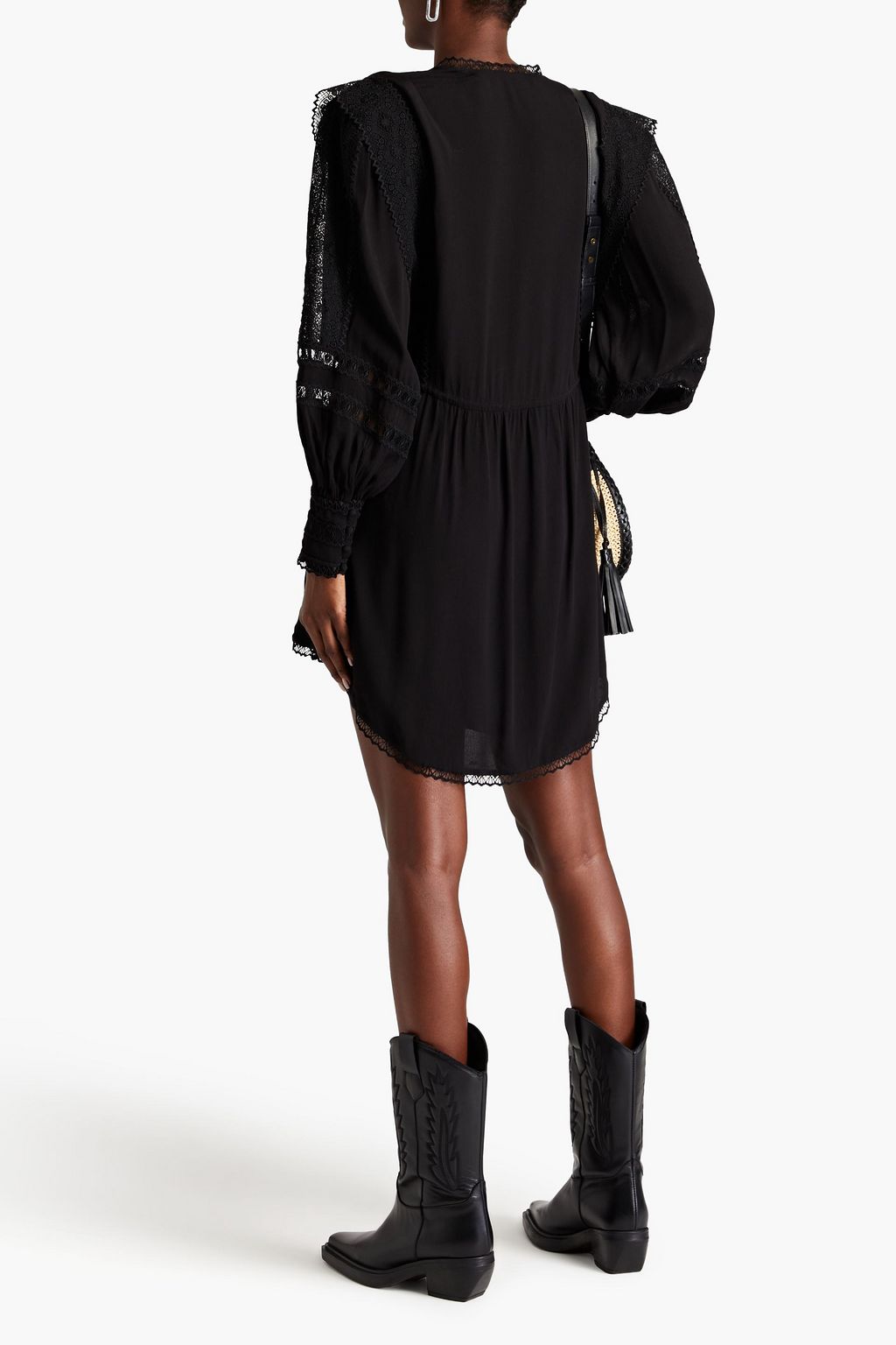 IRO Cassie guipure lace and crepe mini dress