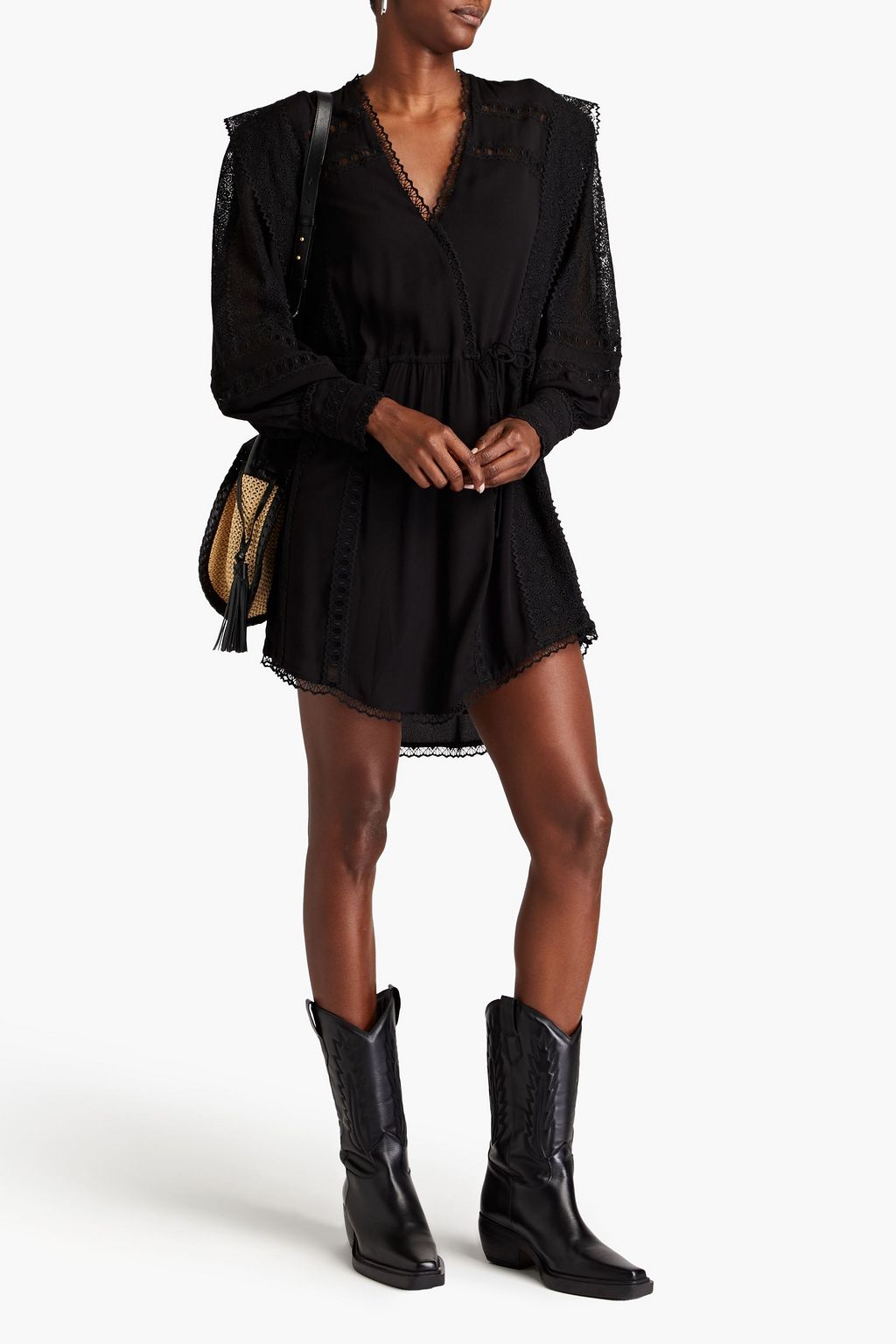 IRO Cassie guipure lace and crepe mini dress