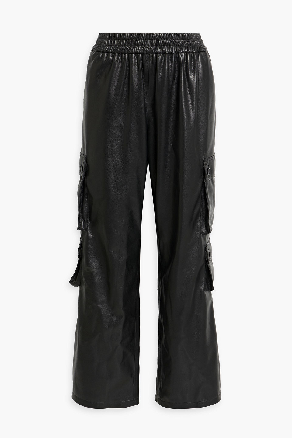 Les Rêveries Faux Leather Cargo Pants In Black