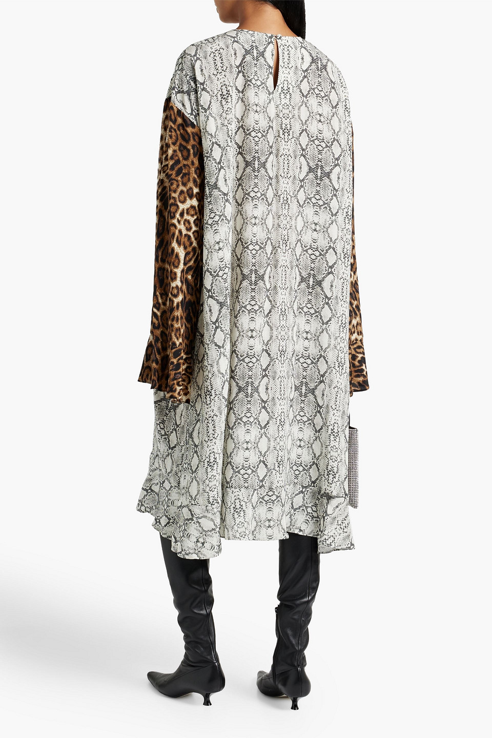 Shop Les Rêveries Printed Silk-crepe Midi Dress In Animal Print