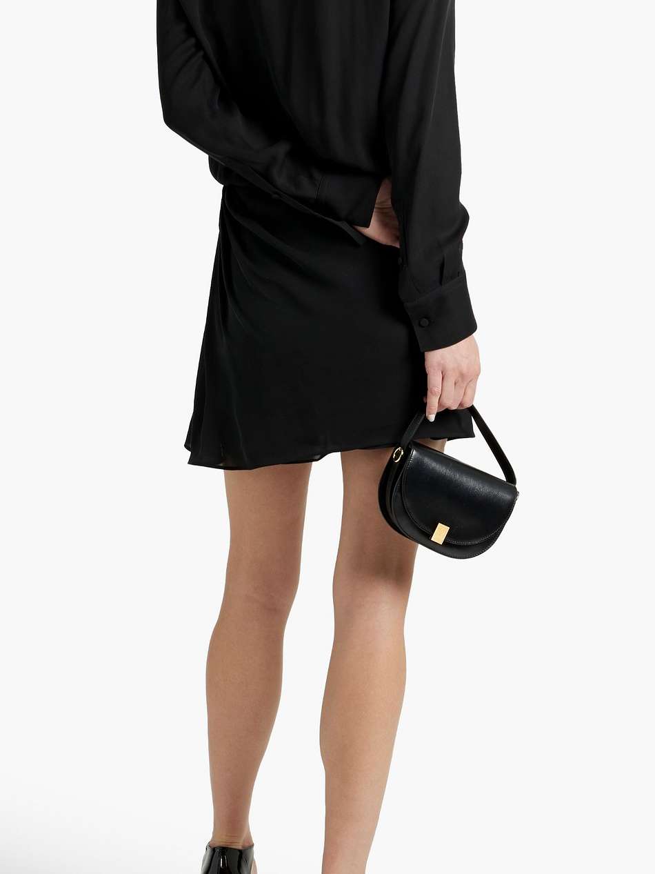 draped pussy-bow silk-crepe mini dress
