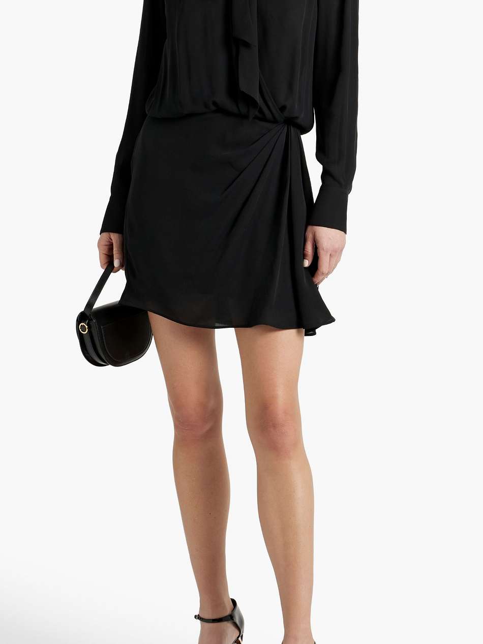 draped pussy-bow silk-crepe mini dress