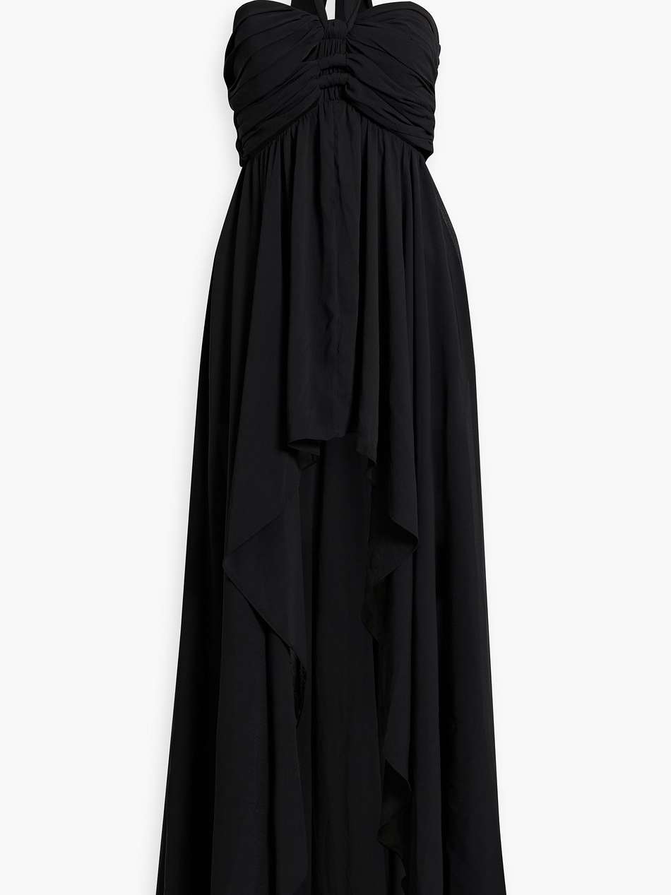 natasha cutout ruched georgette halterneck maxi dress
