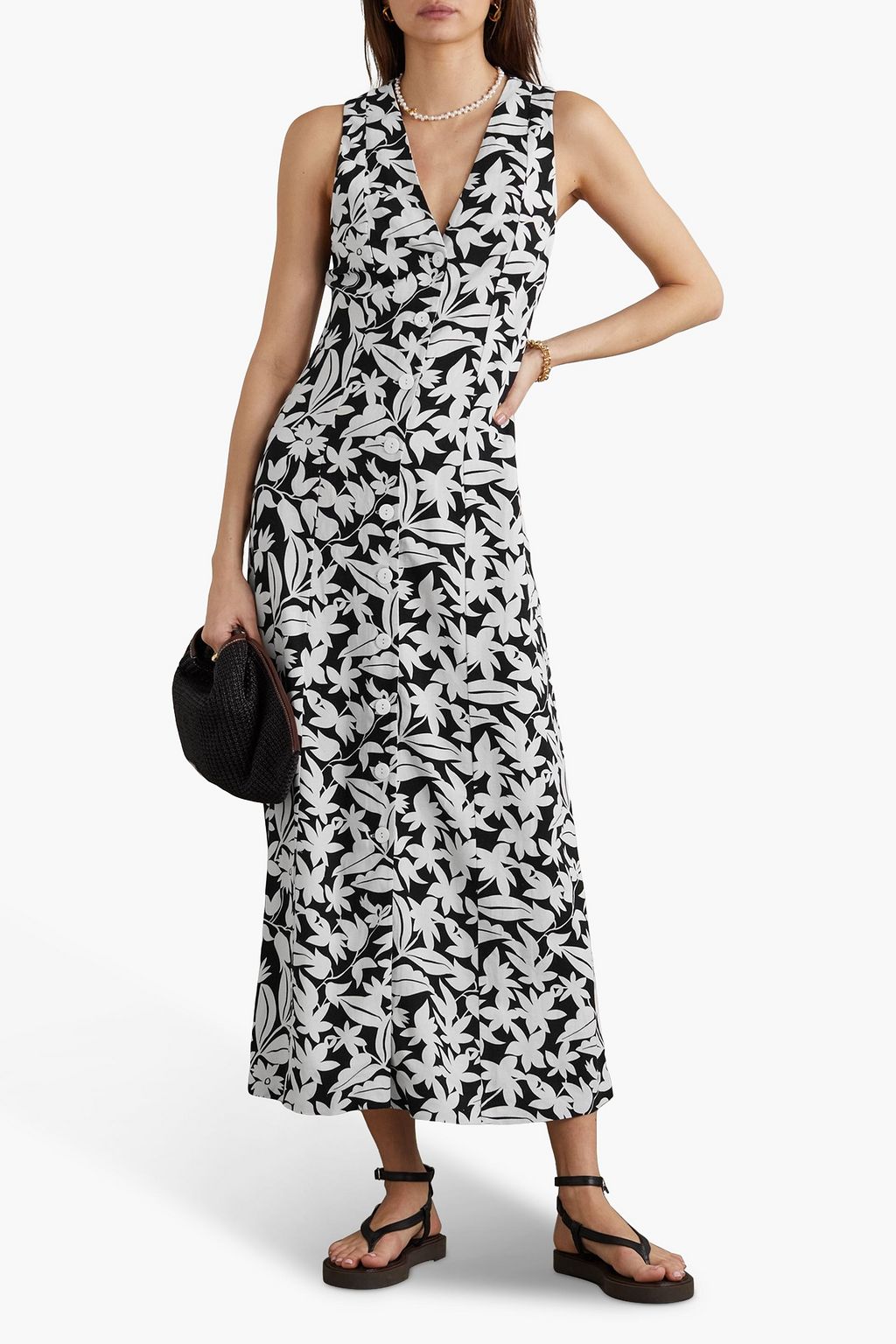 RIXO Mykonos floral-print woven midi dress