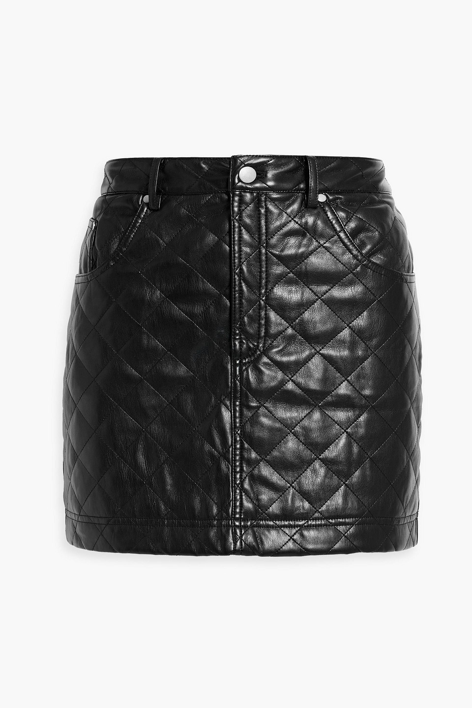 Cami Nyc Macy Quilted Faux Leather Mini Skirt In Black