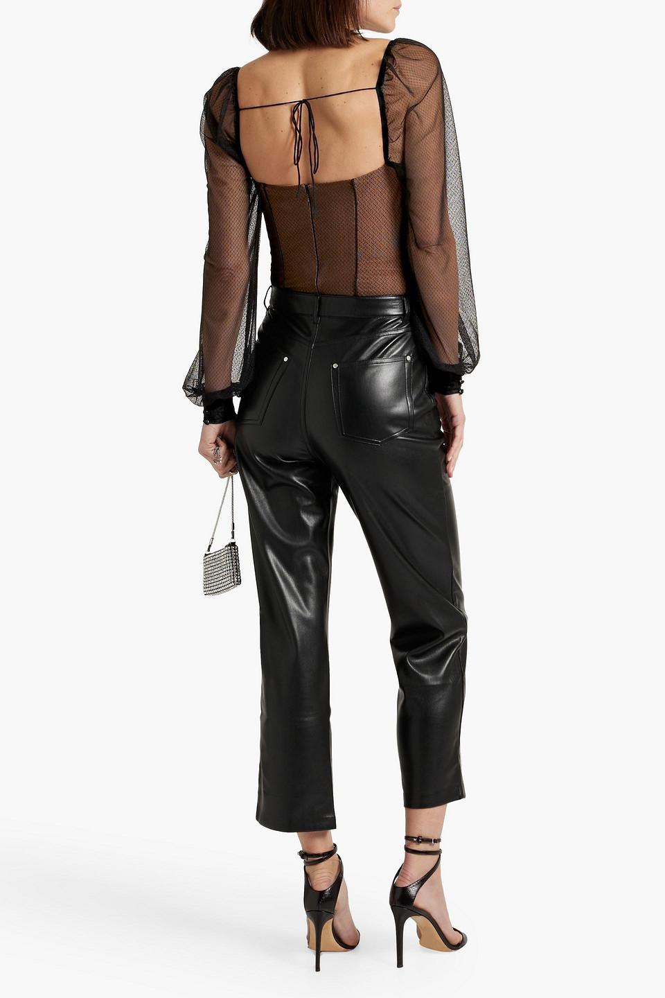 Shop Cami Nyc Hanie Cropped Faux Leather Straight-leg Pants In Black