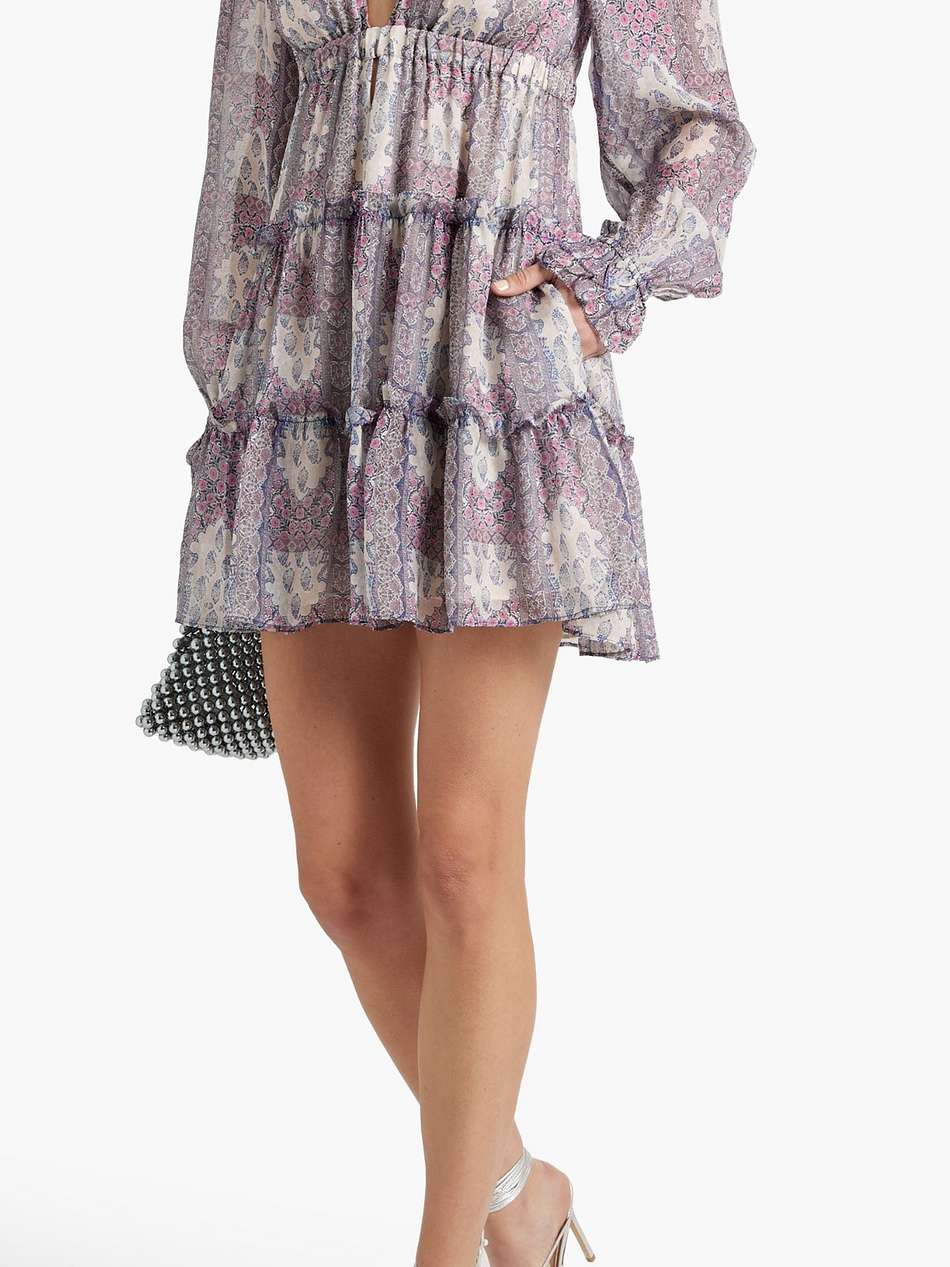 venezia cutout tiered printed silk-voile mini dress
