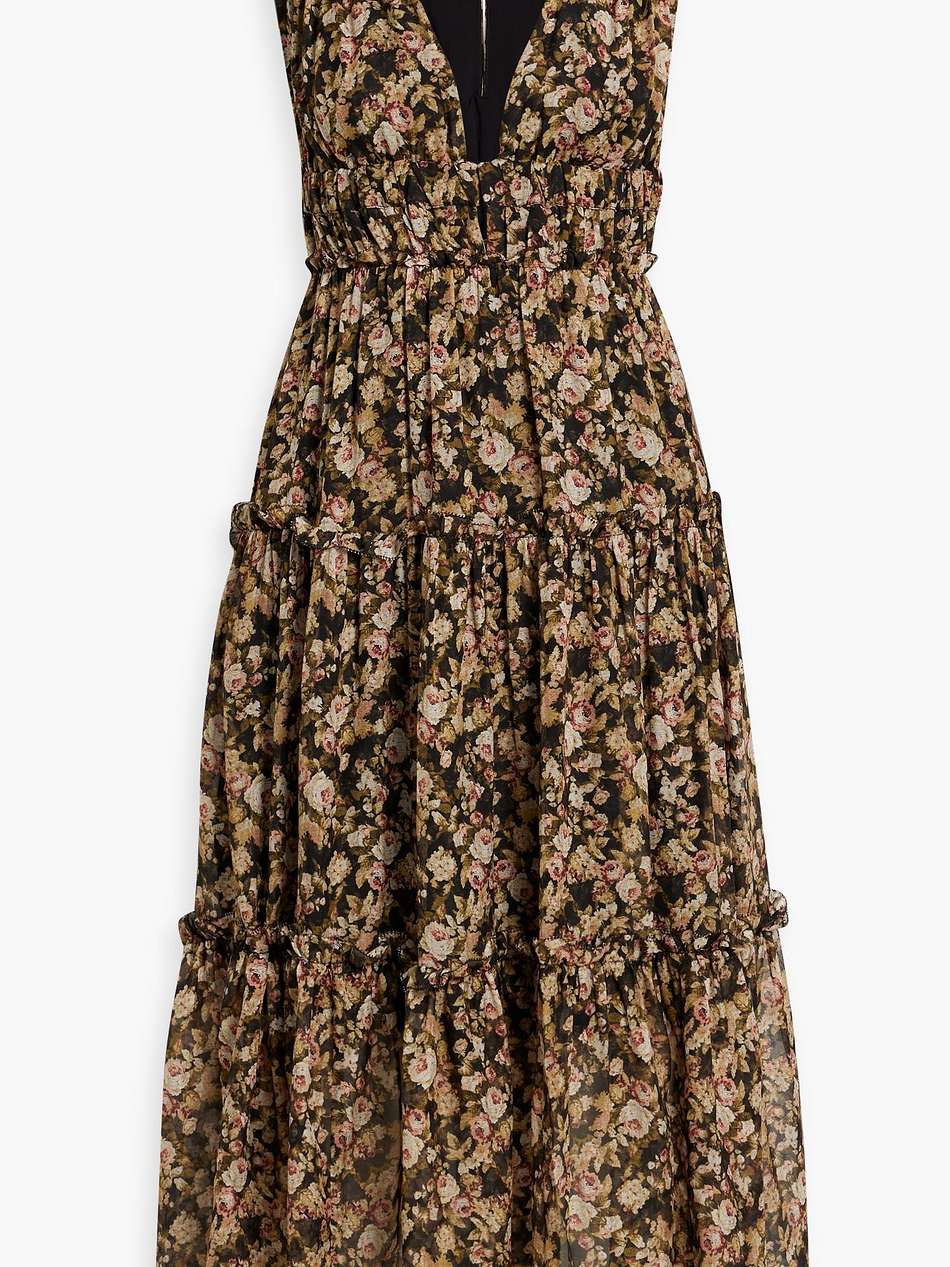 hedy ruffled floral-print silk-chiffon midi dress