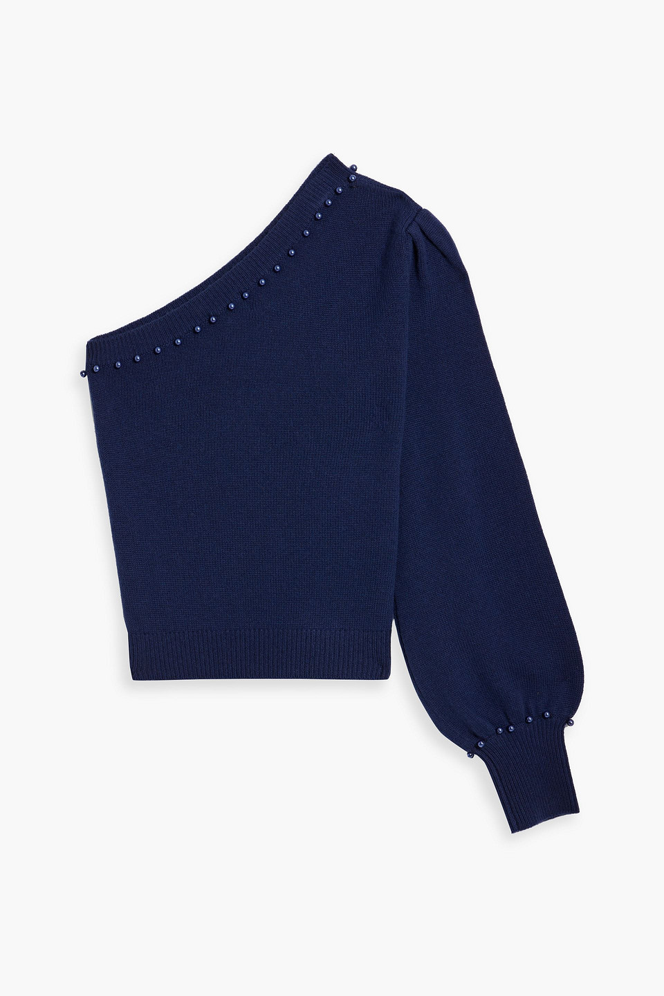 Cami NYC Virginia one-sleeve faux pearl-embellished merino wool sweater
