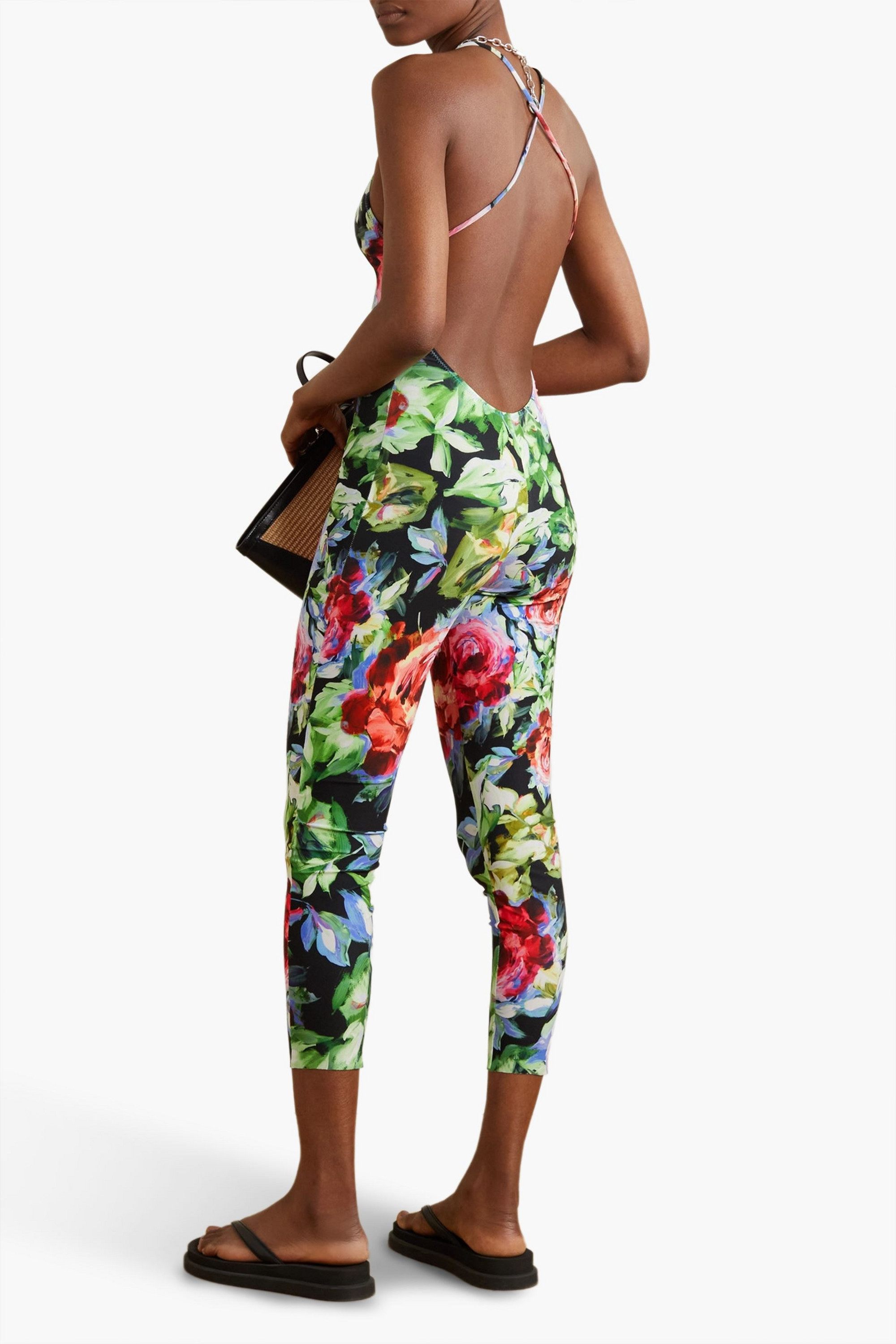 Norma Kamali Fara open-back floral-print stretch-jersey jumpsuit thumbnail