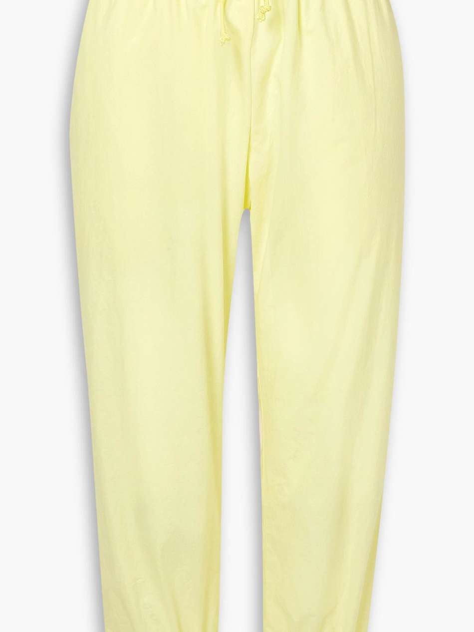 cropped cotton-poplin track pants