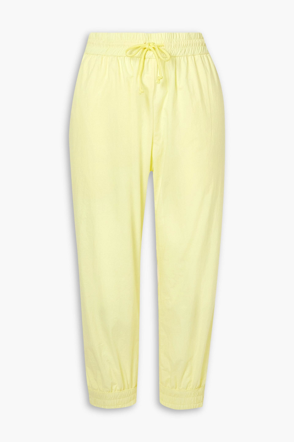 Cropped cotton-poplin track pants