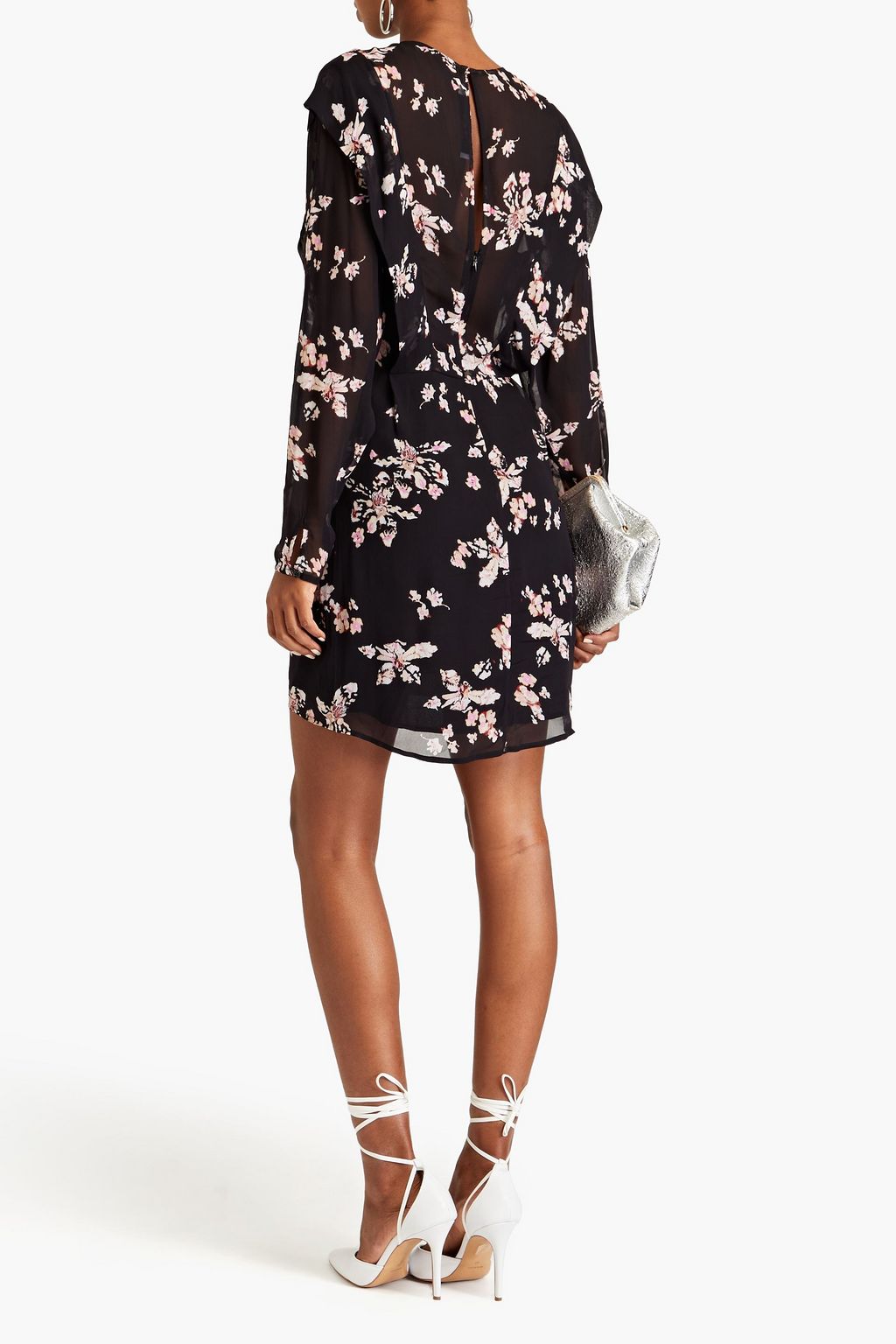 IRO Ileni Minikleid aus Georgette mit floralem Print und Wickeleffekt