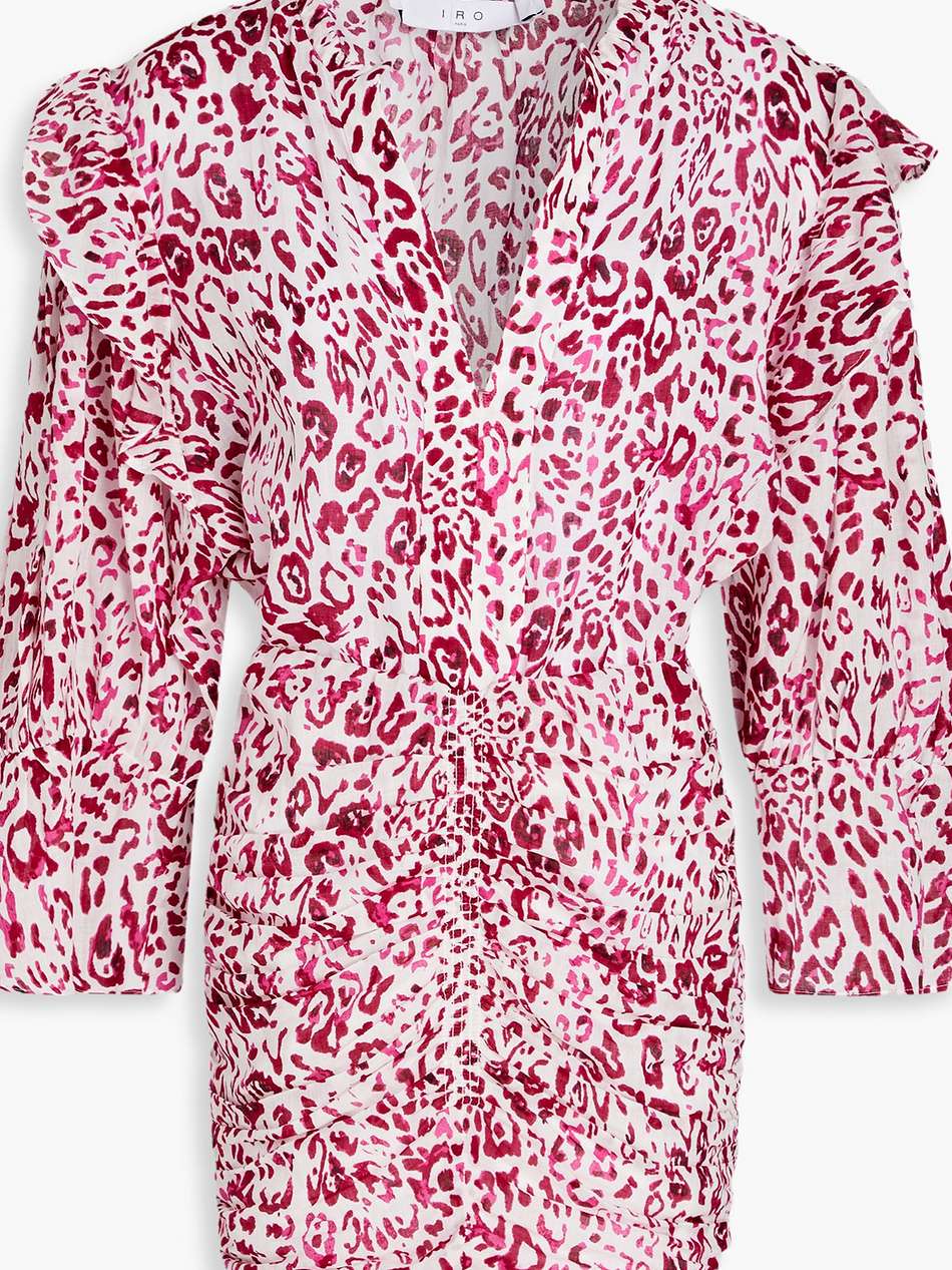 gira ruffled leopard-print ramie mini dress