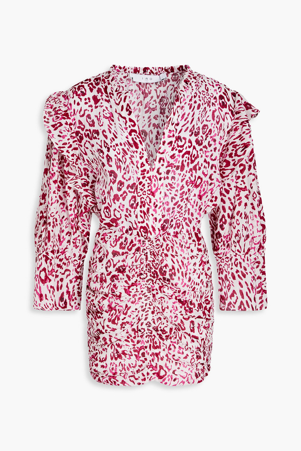 Gira ruffled leopard-print ramie mini dress