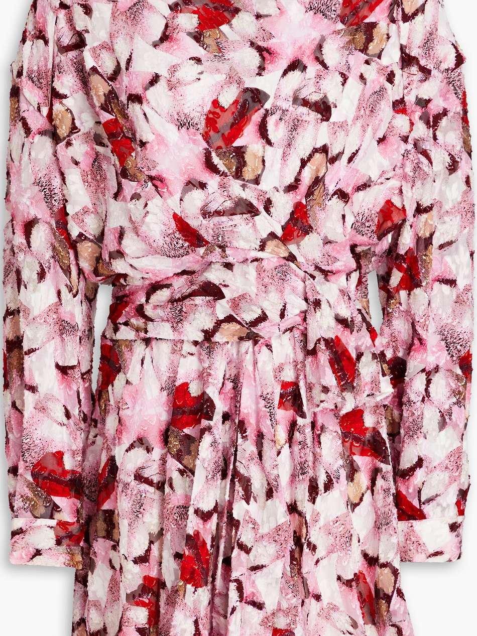 cedar draped printed fil coupé silk and cotton-blend mini dress
