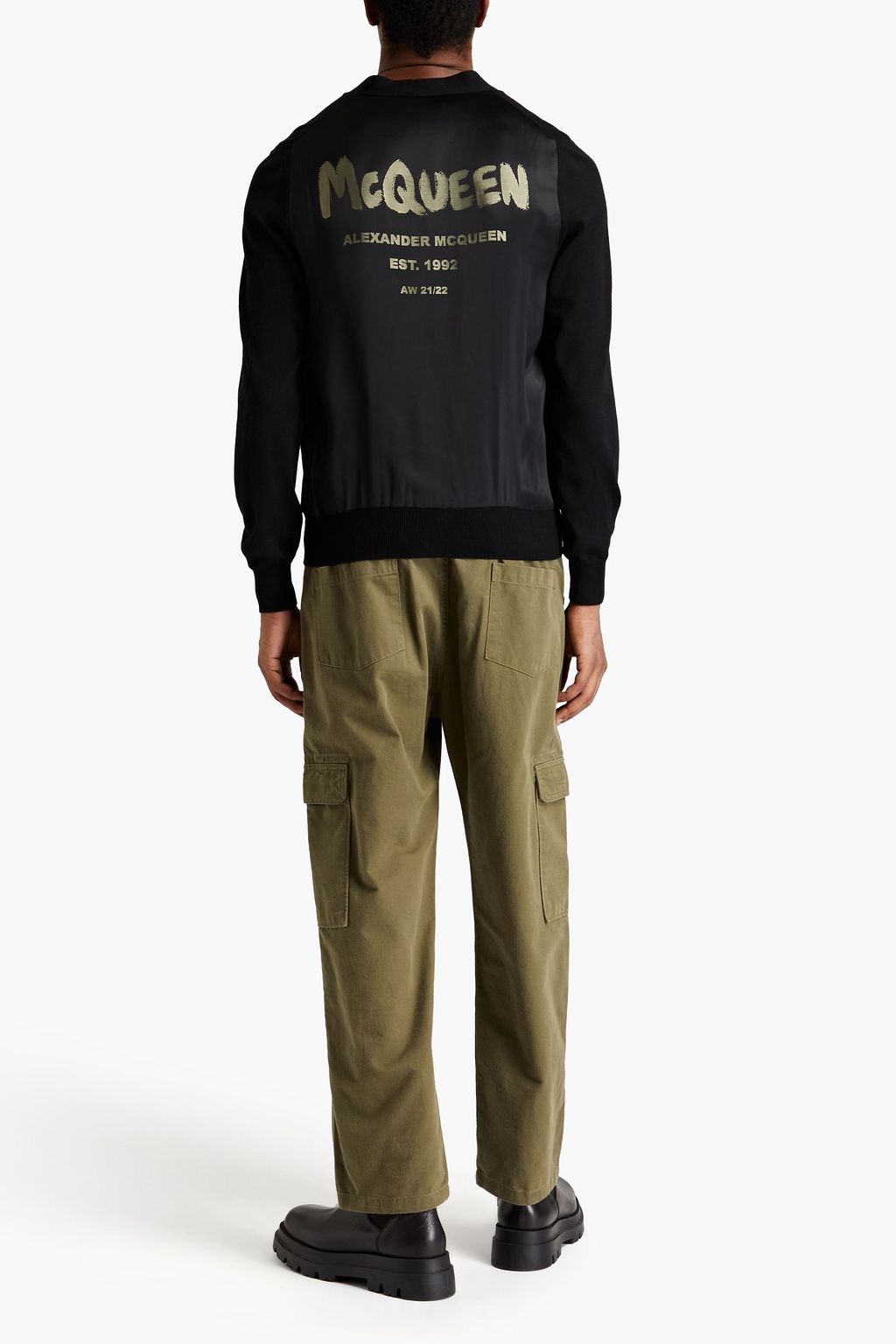 MCQUEEN Satin-jacquard and wool cardigan