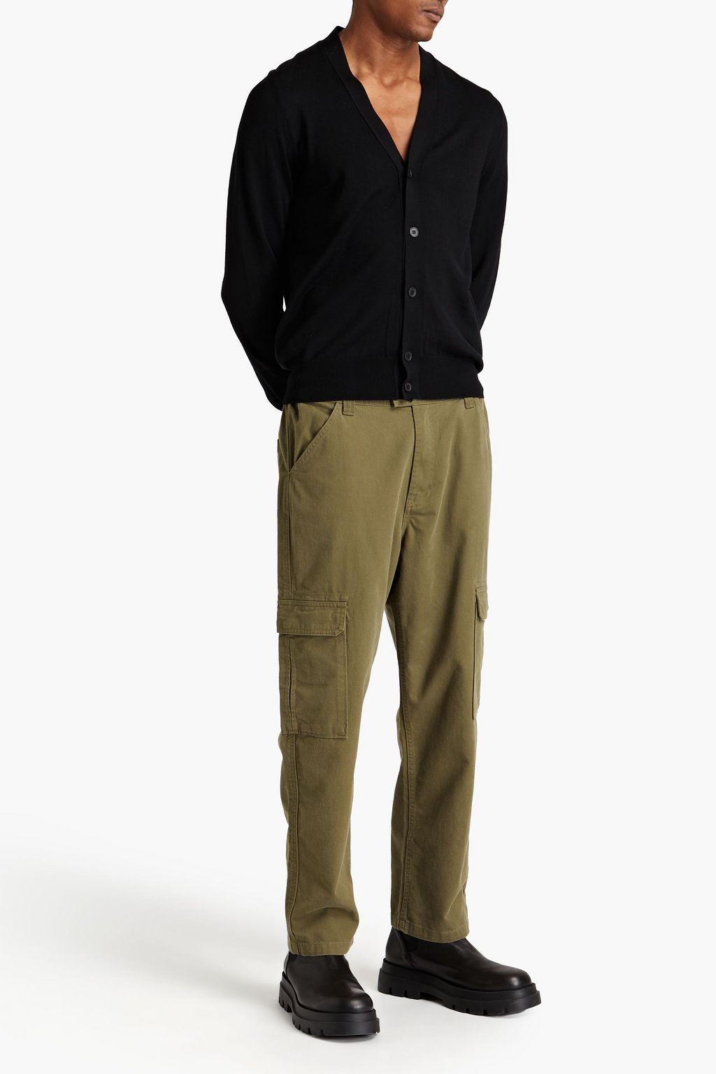 MCQUEEN Satin-jacquard and wool cardigan