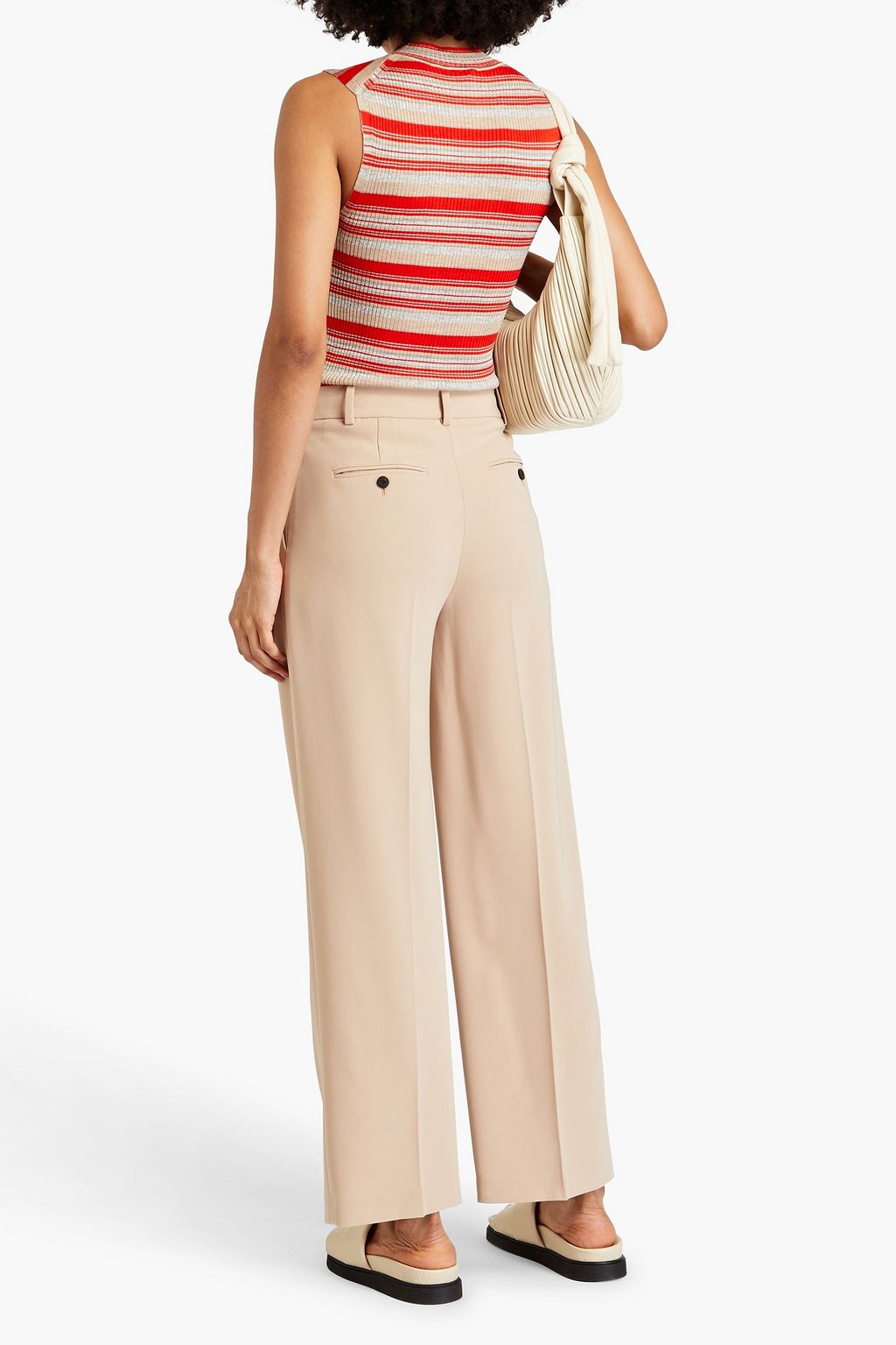 THEORY Ribbed striped silk tank