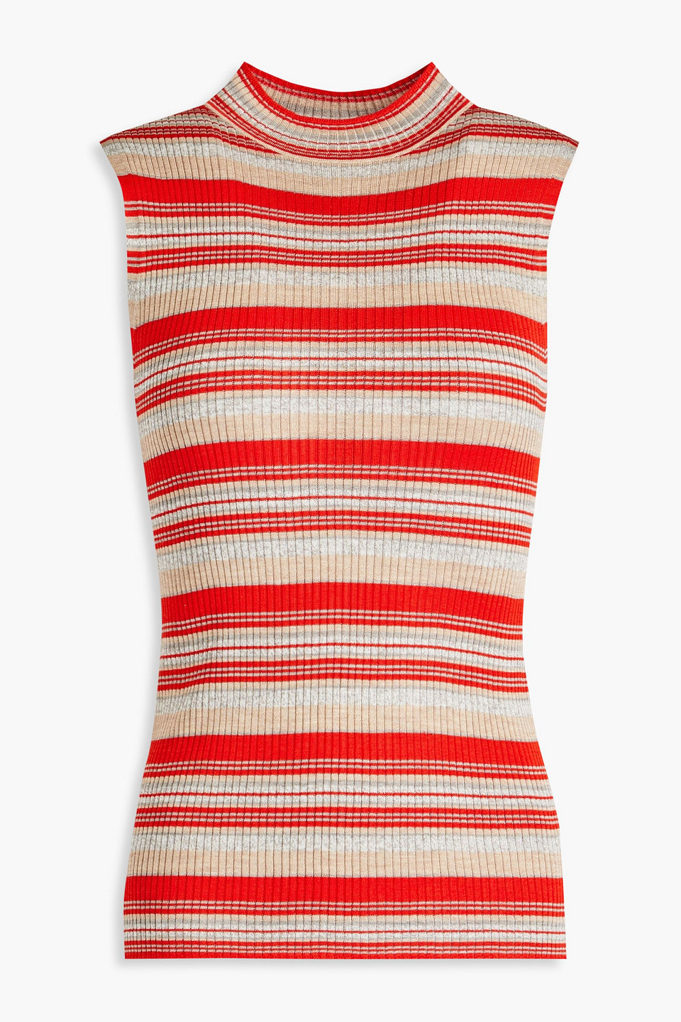 Theory Gestreiftes Tanktop Aus Geripptem Seiden-jersey In Multi