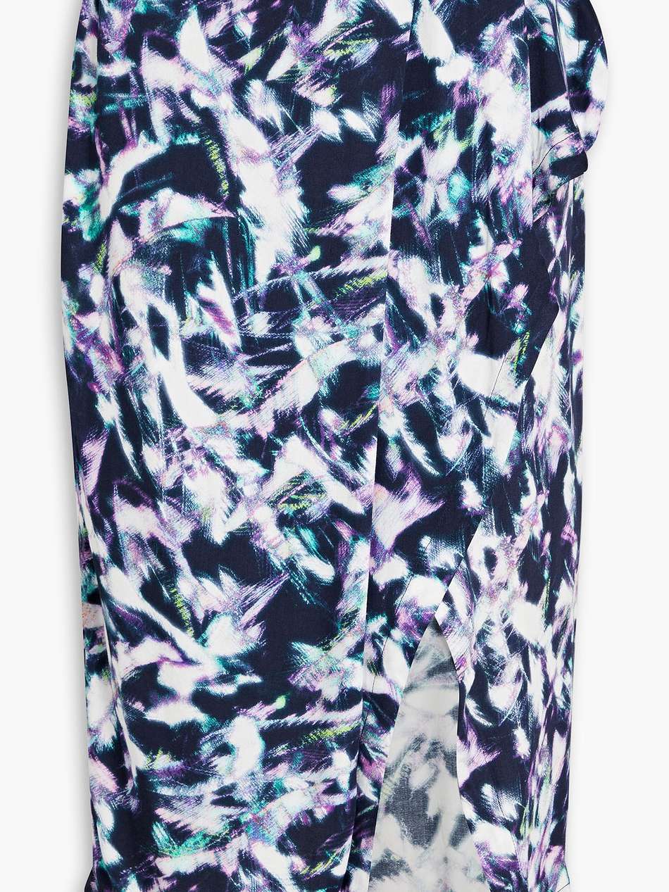 kerim wrap-effect draped printed twill skirt