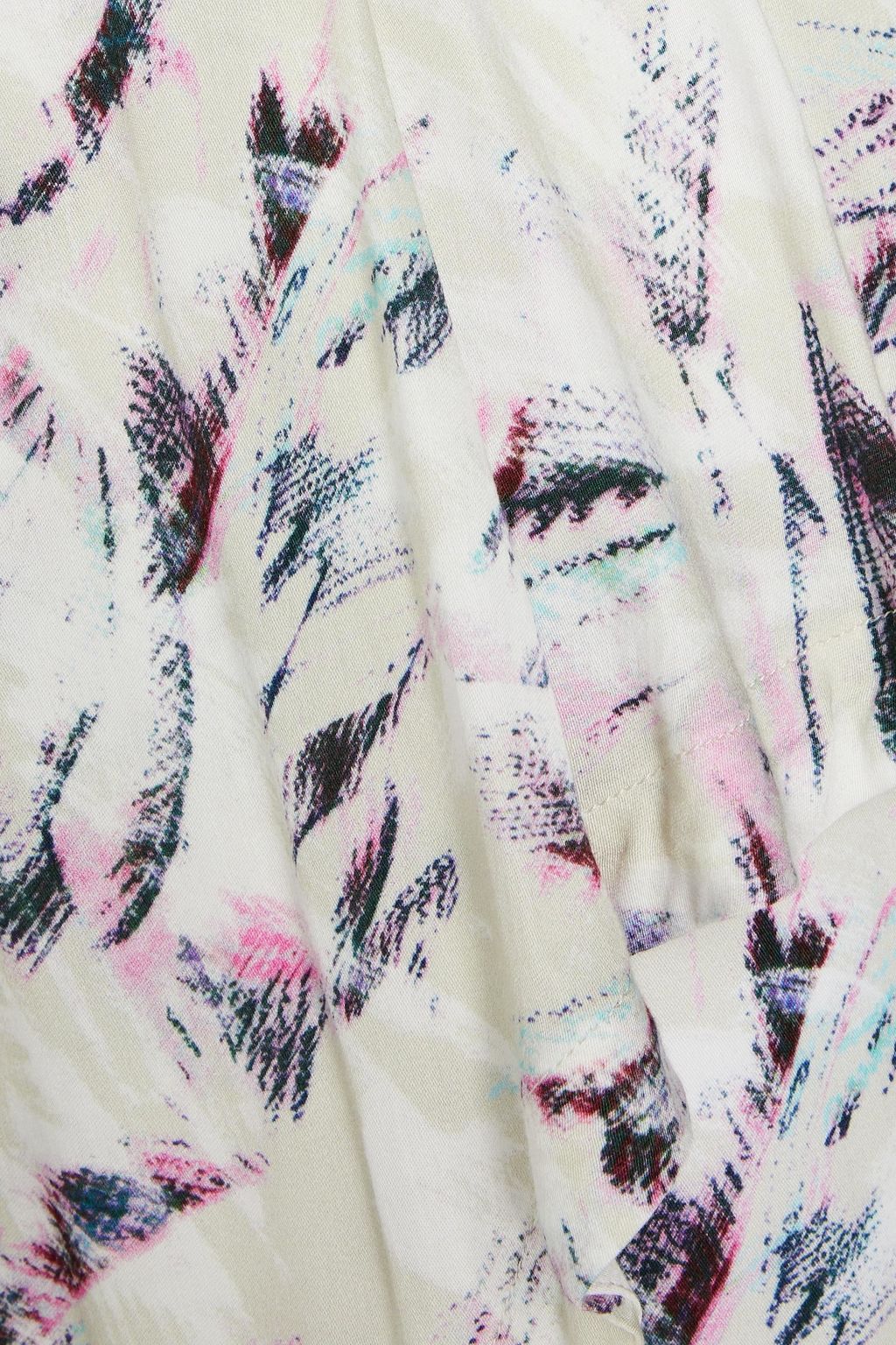 IRO Kerim wrap-effect draped printed twill skirt