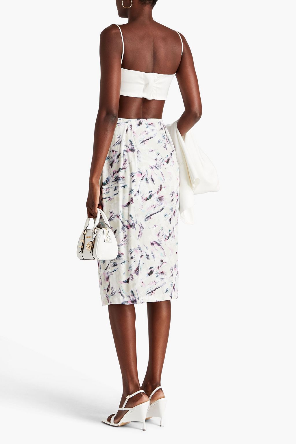 IRO Kerim wrap-effect draped printed twill skirt