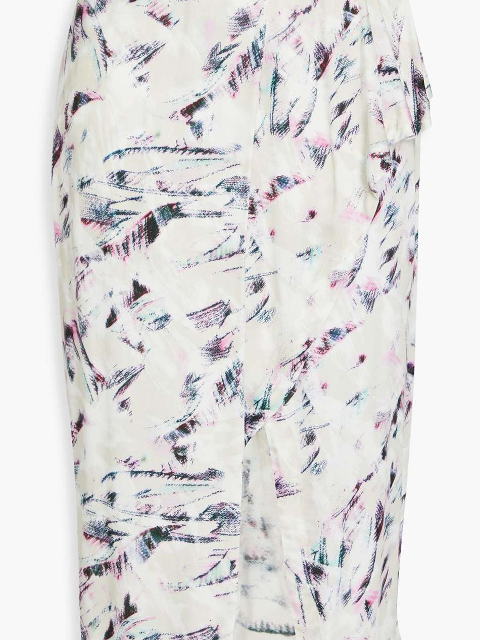 kerim wrap-effect draped printed twill skirt