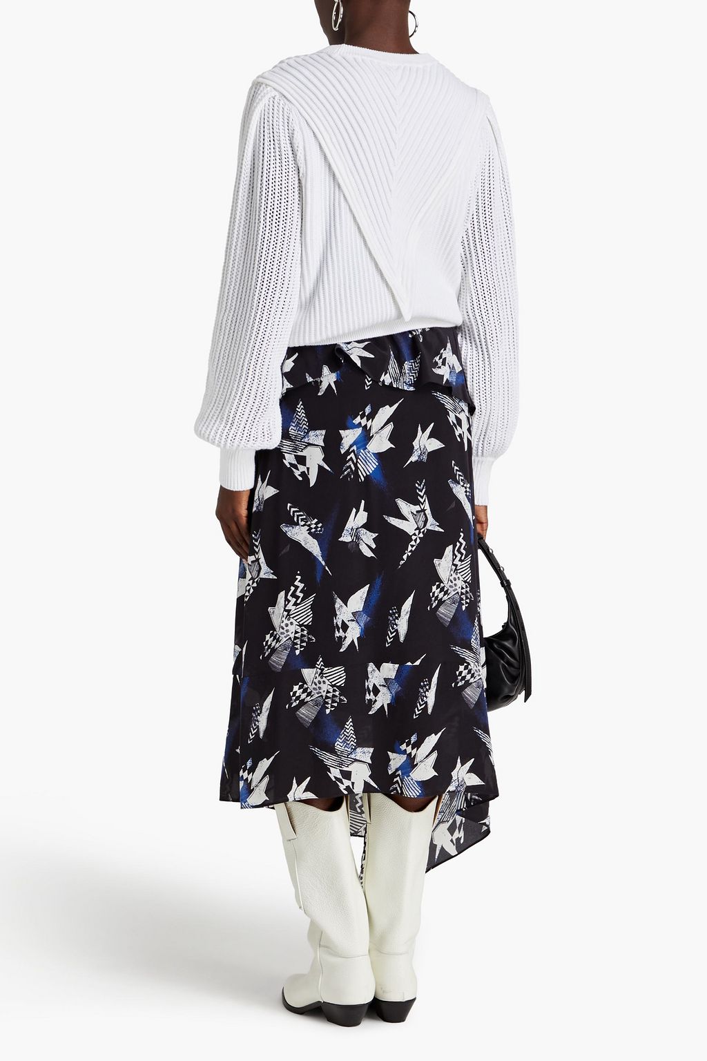 IRO Cameo asymmetric printed silk crepe de chine maxi skirt