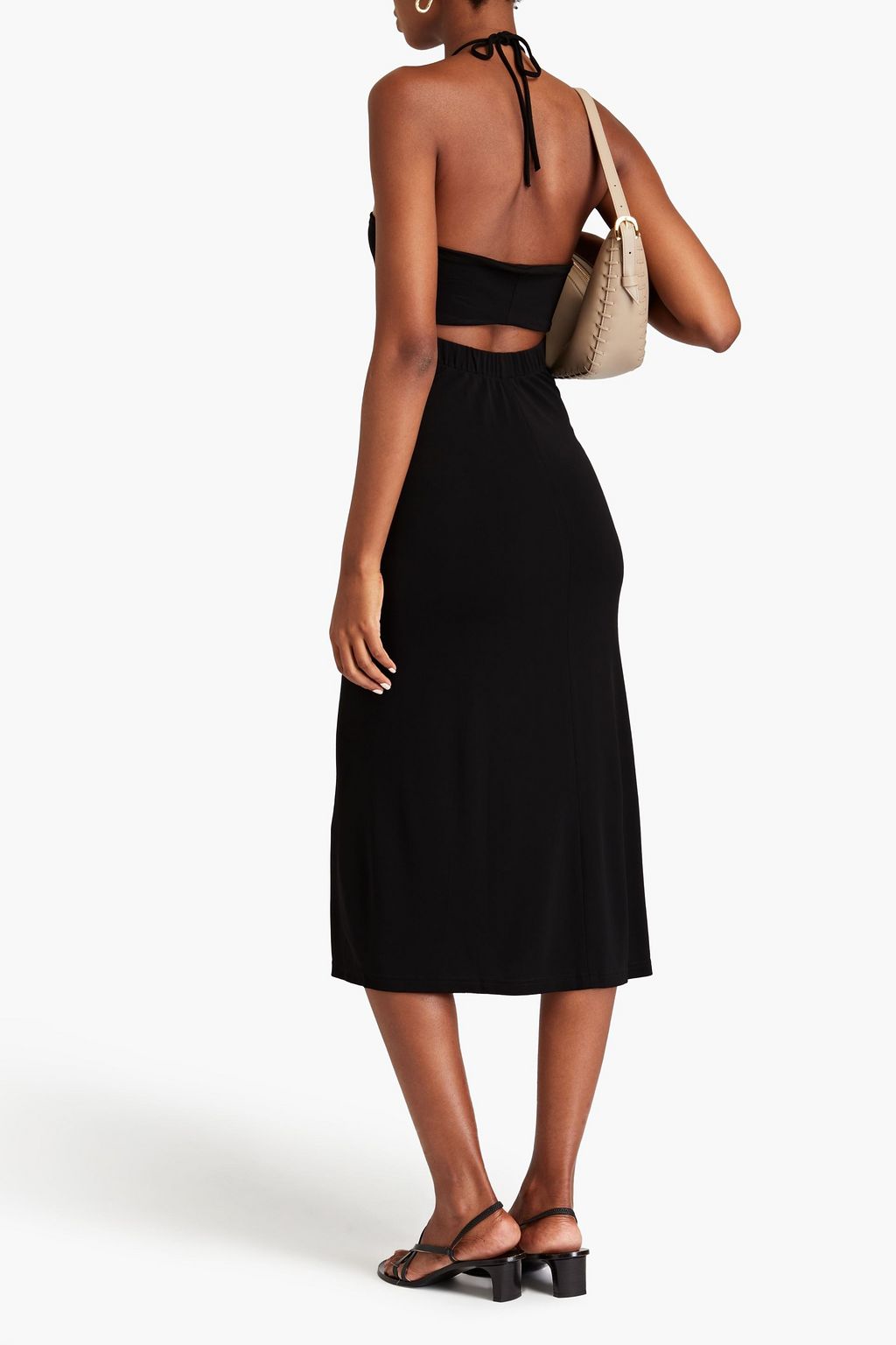 IRO Cutout ruched jersey midi dress