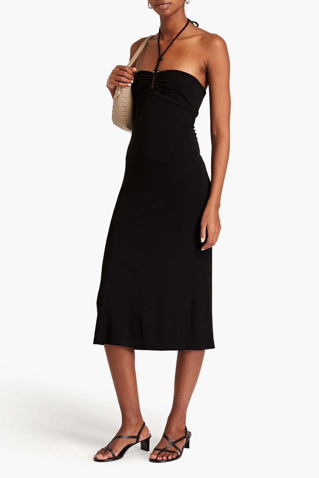 IRO Cutout ruched jersey midi dress