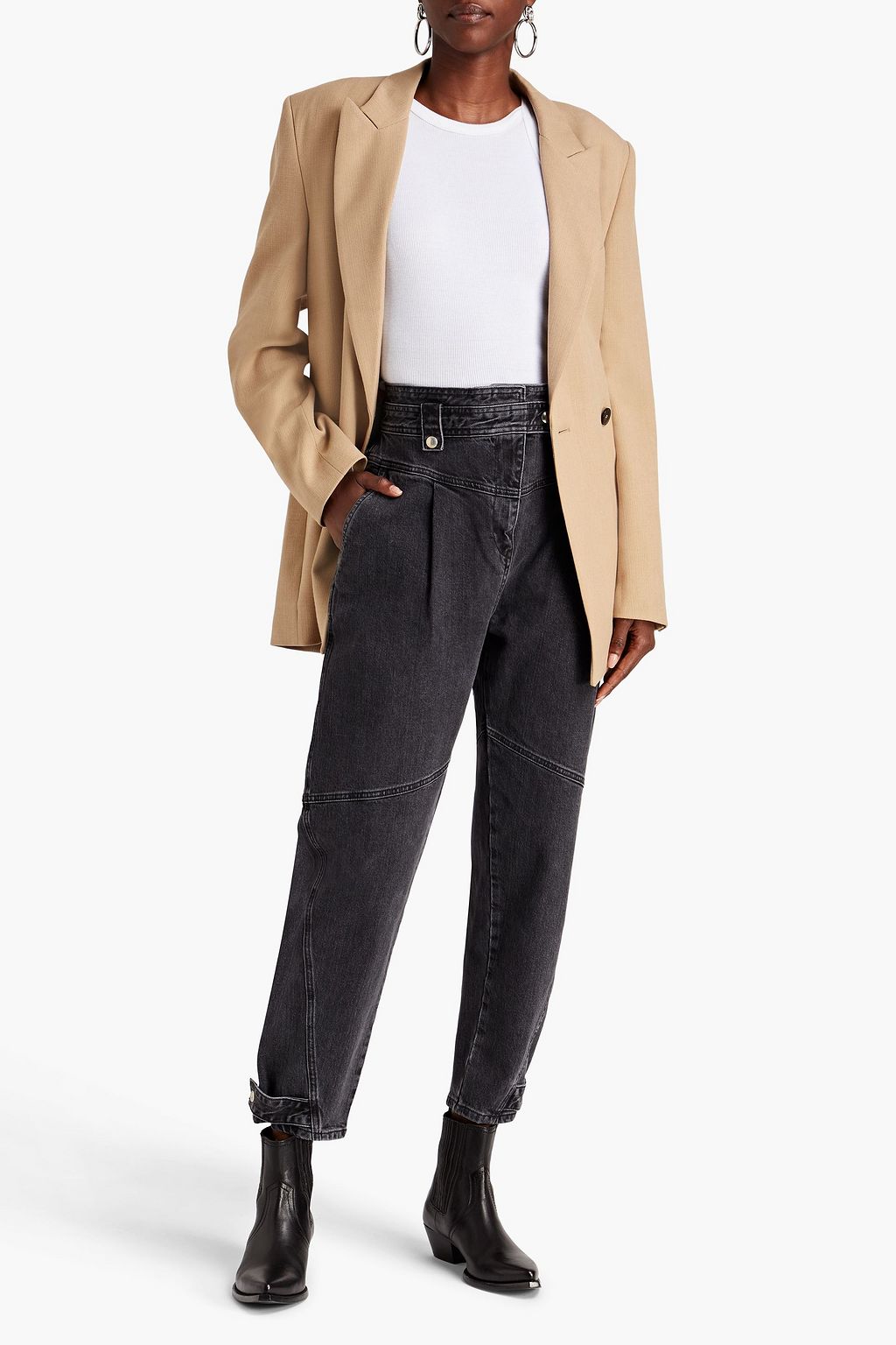 IRO Cropped high-rise tapered jeans