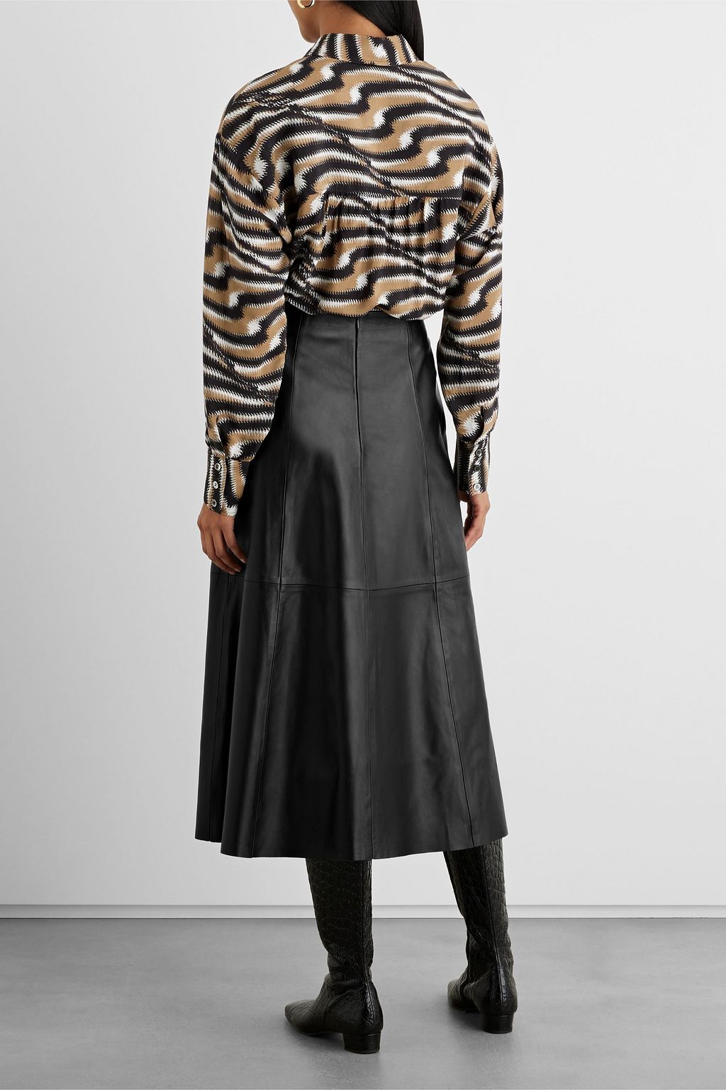 IRIS & INK Jacqueline leather midi skirt