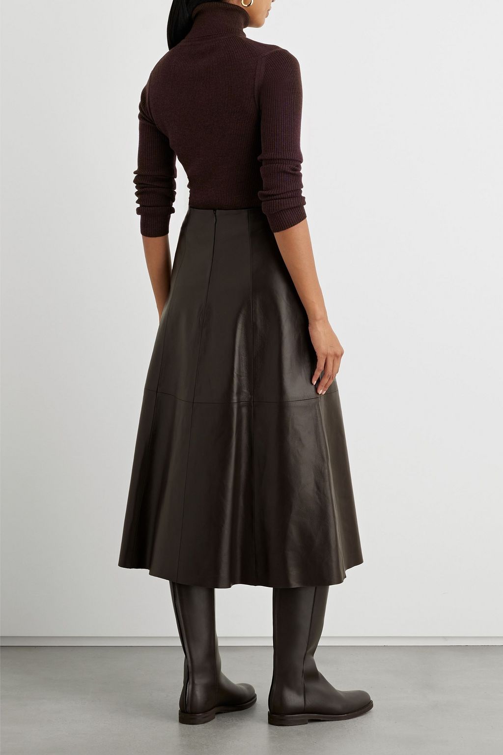 IRIS & INK Jacqueline leather midi skirt