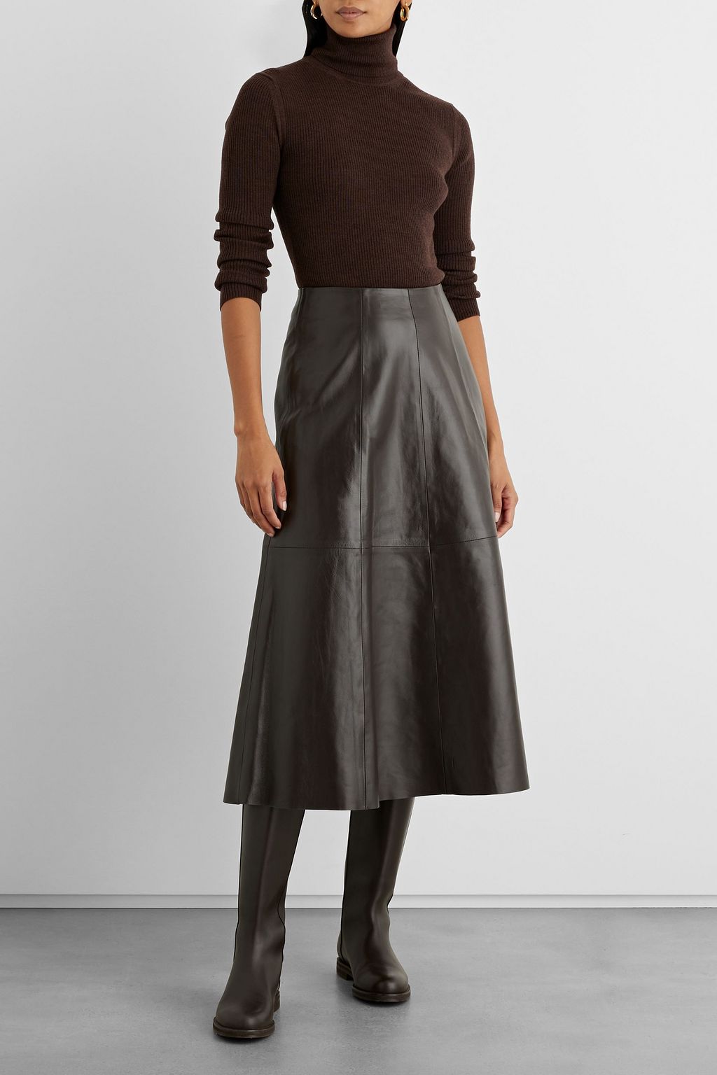 IRIS & INK Jacqueline leather midi skirt
